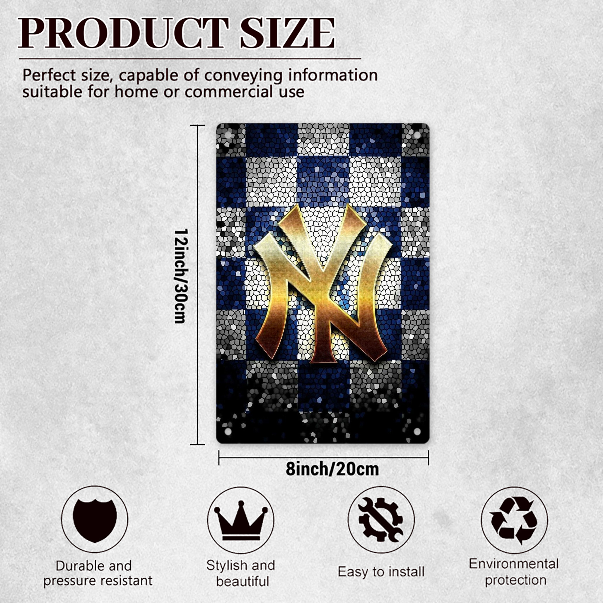 New York Yankees 129 8x12inch Vertical Aluminum Sign - Durable Fade-Resistant Indoor/Outdoor Safety & Information Plaque For Office, Hotel, Restaurant, Bar, Public Spaces