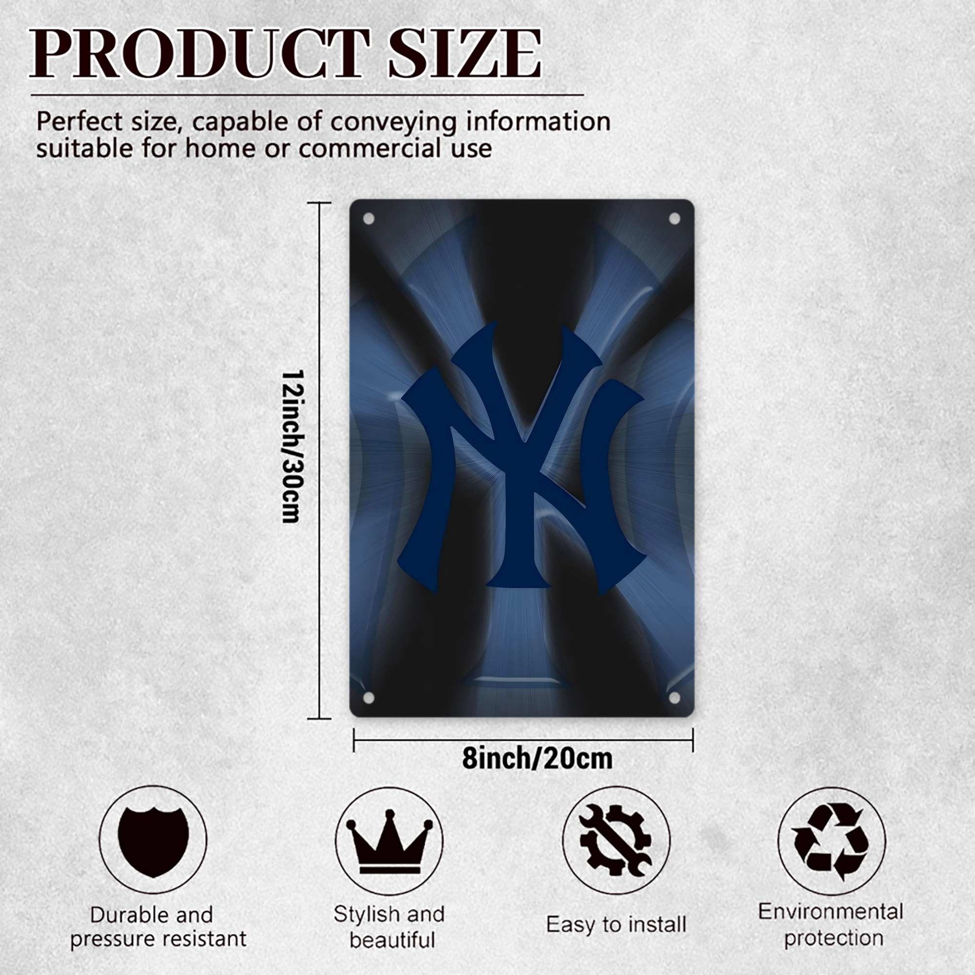 New York Yankees 110 8x12inch Vertical Aluminum Sign - Durable Fade-Resistant Indoor/Outdoor Safety & Information Plaque For Office, Hotel, Restaurant, Bar, Public Spaces