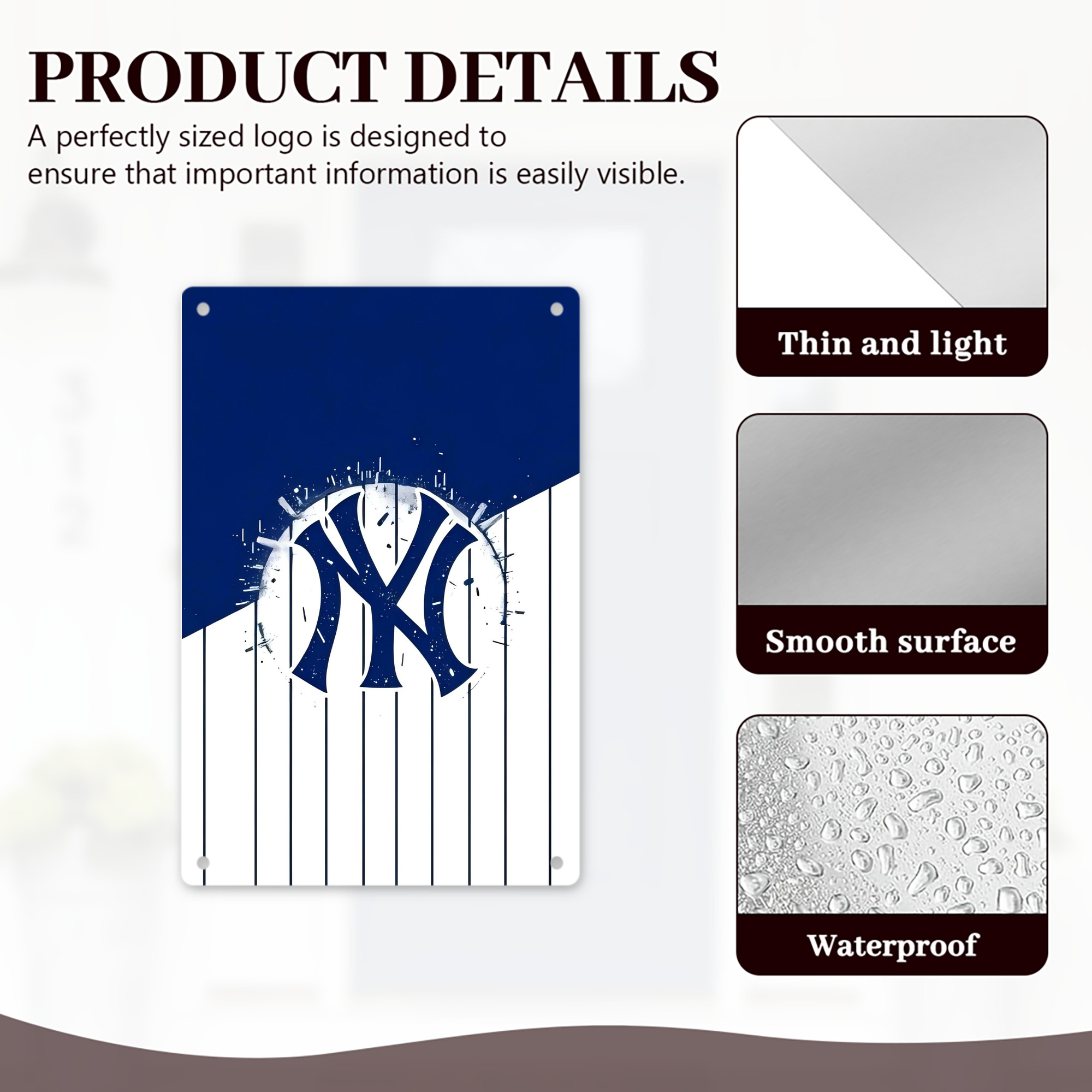 New York Yankees 106 8x12inch Vertical Aluminum Sign - Durable Fade-Resistant Indoor/Outdoor Safety & Information Plaque For Office, Hotel, Restaurant, Bar, Public Spaces