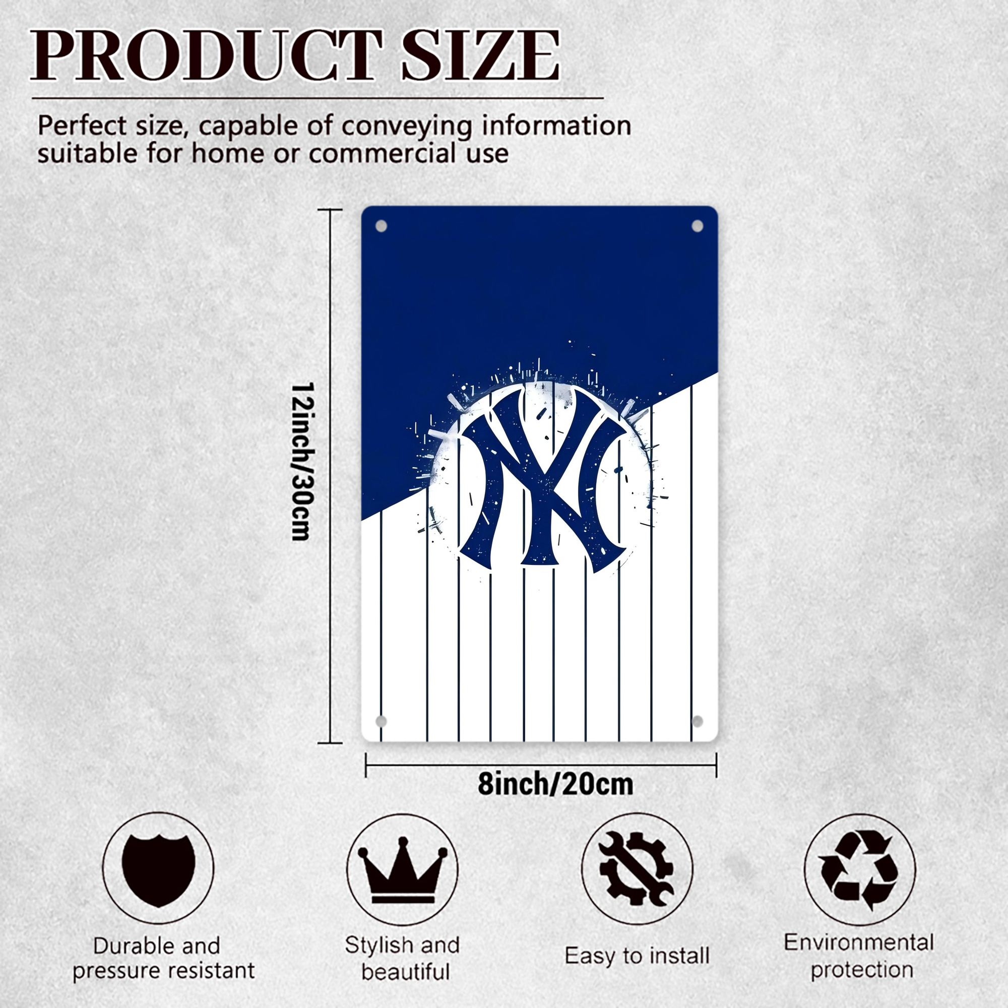 New York Yankees 106 8x12inch Vertical Aluminum Sign - Durable Fade-Resistant Indoor/Outdoor Safety & Information Plaque For Office, Hotel, Restaurant, Bar, Public Spaces