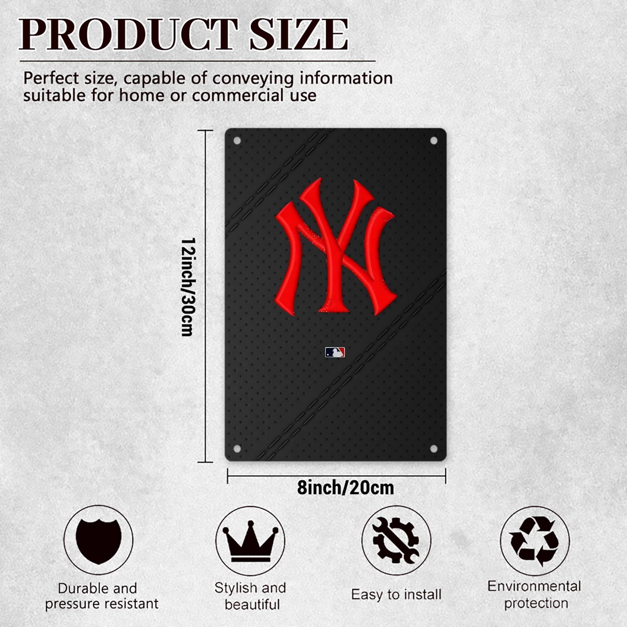 New York Yankees 121 8x12inch Vertical Aluminum Sign - Durable Fade-Resistant Indoor/Outdoor Safety & Information Plaque For Office, Hotel, Restaurant, Bar, Public Spaces