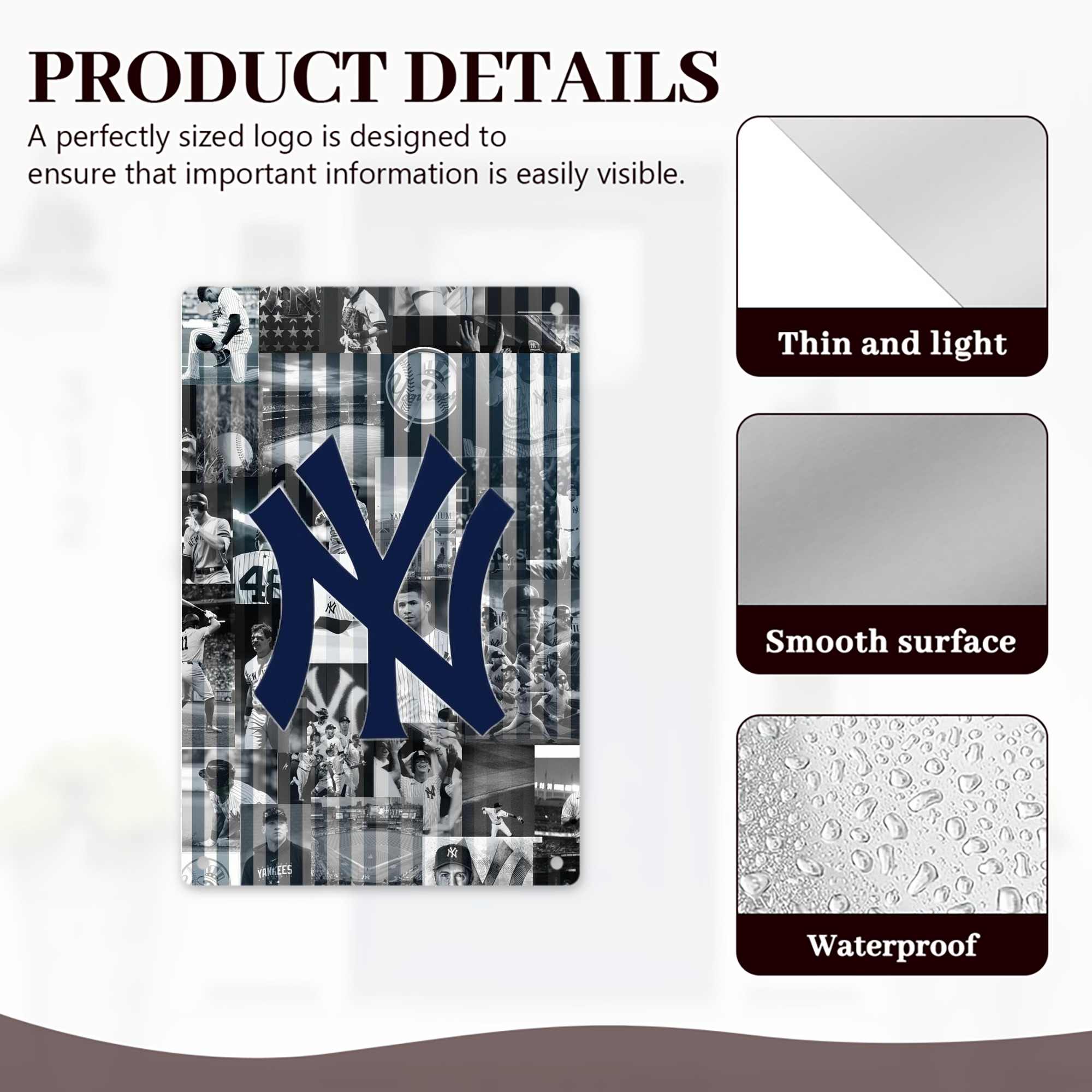 New York Yankees 135 8x12inch Vertical Aluminum Sign - Durable Fade-Resistant Indoor/Outdoor Safety & Information Plaque For Office, Hotel, Restaurant, Bar, Public Spaces