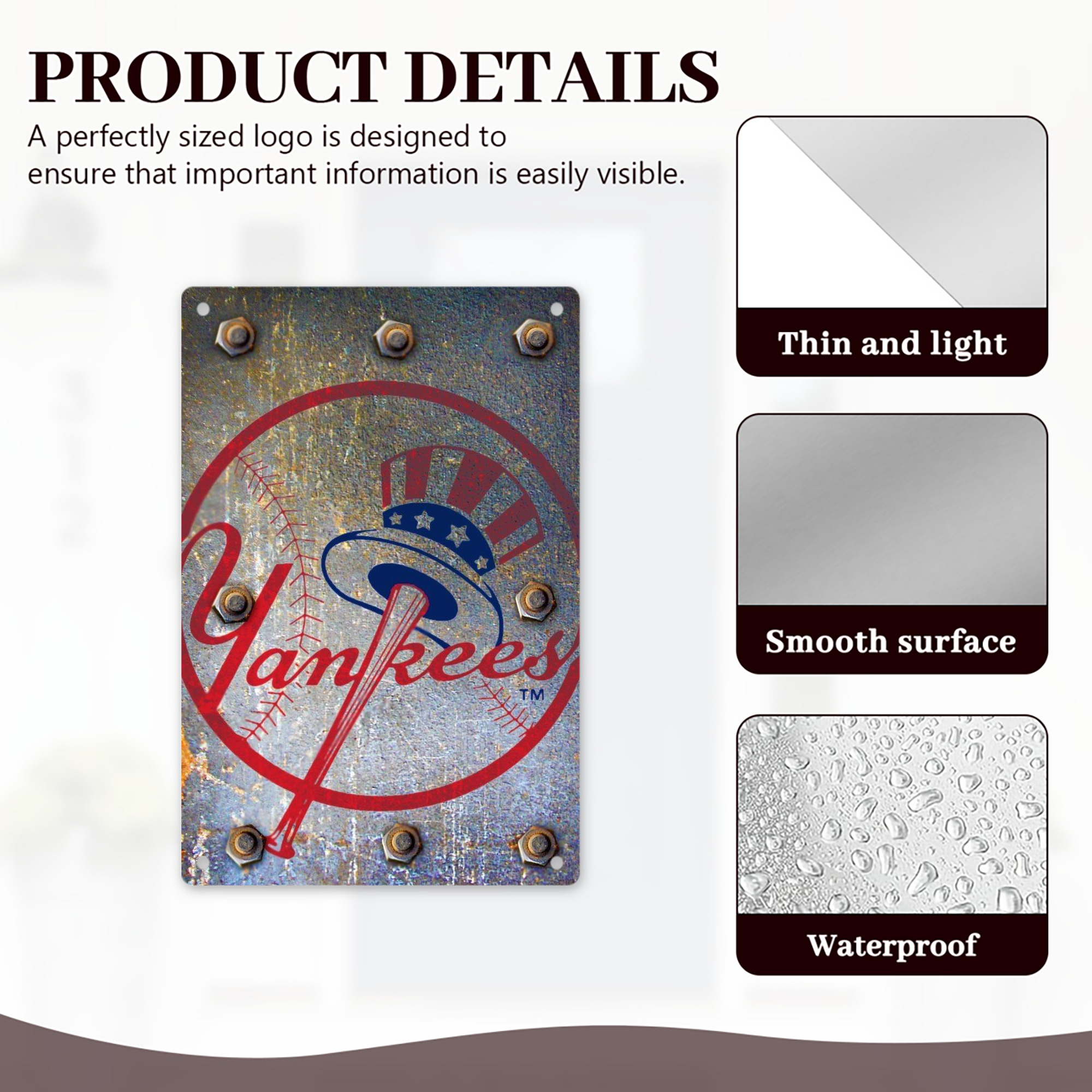 New York Yankees 112 8x12inch Vertical Aluminum Sign - Durable Fade-Resistant Indoor/Outdoor Safety & Information Plaque For Office, Hotel, Restaurant, Bar, Public Spaces