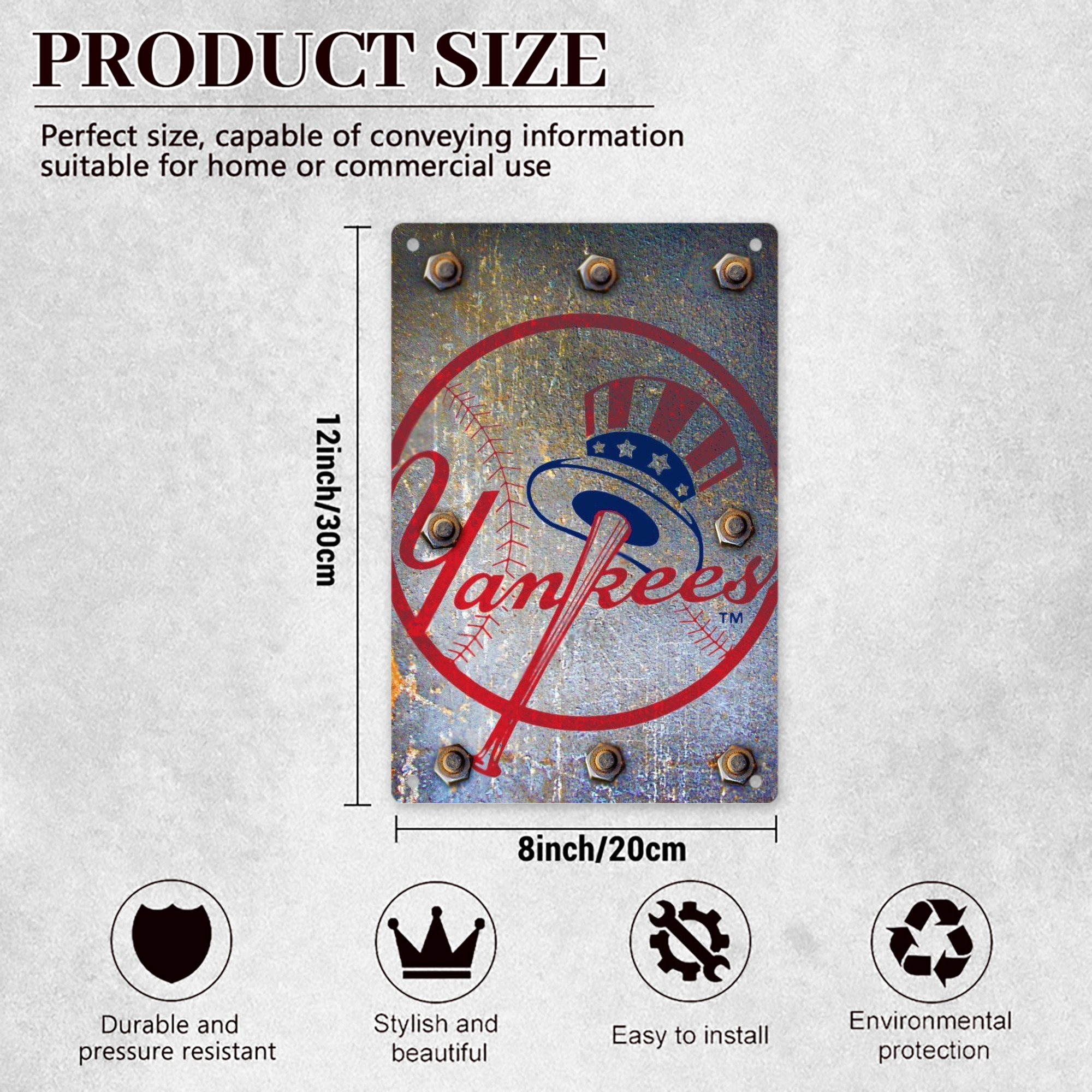 New York Yankees 112 8x12inch Vertical Aluminum Sign - Durable Fade-Resistant Indoor/Outdoor Safety & Information Plaque For Office, Hotel, Restaurant, Bar, Public Spaces