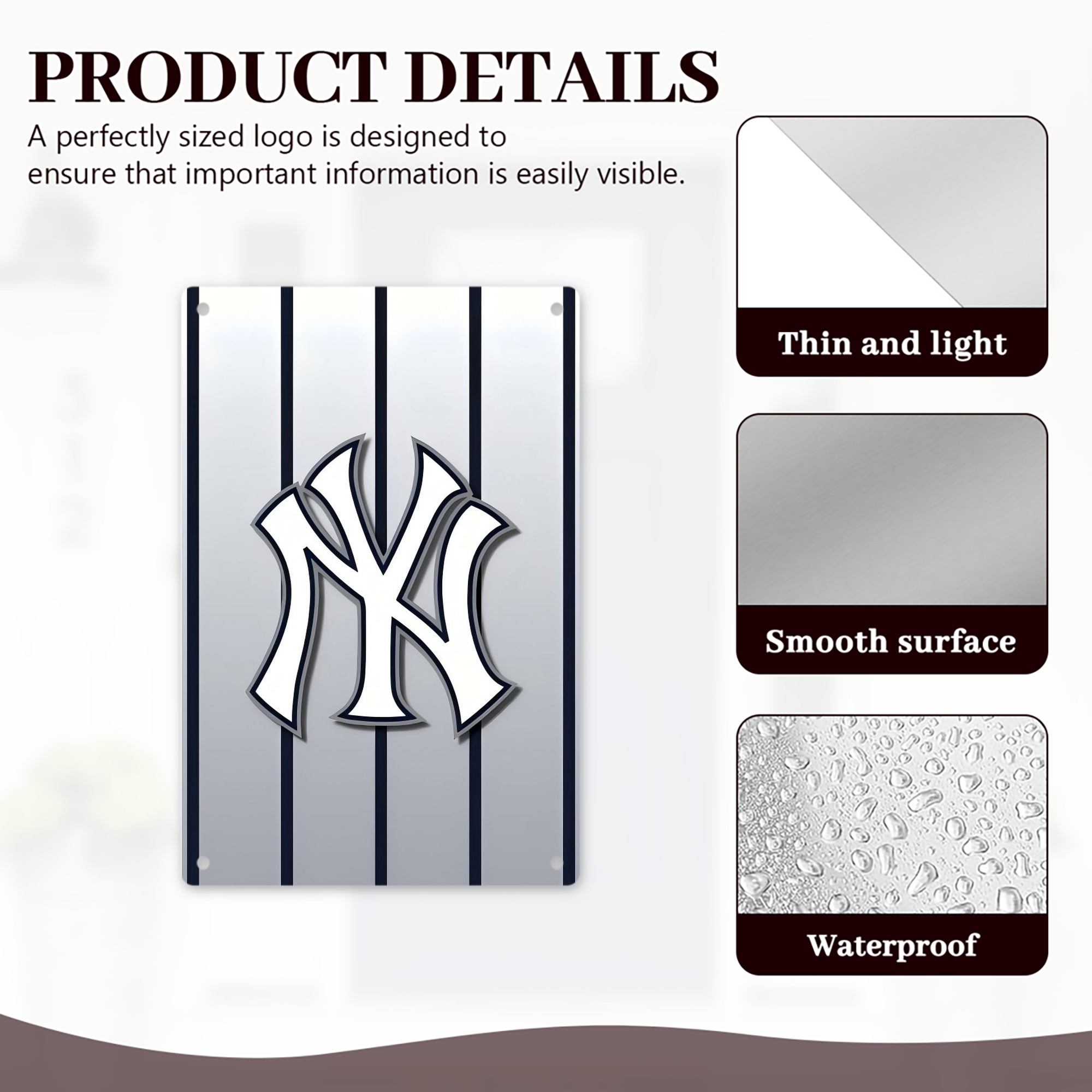 New York Yankees 118 8x12inch Vertical Aluminum Sign - Durable Fade-Resistant Indoor/Outdoor Safety & Information Plaque For Office, Hotel, Restaurant, Bar, Public Spaces