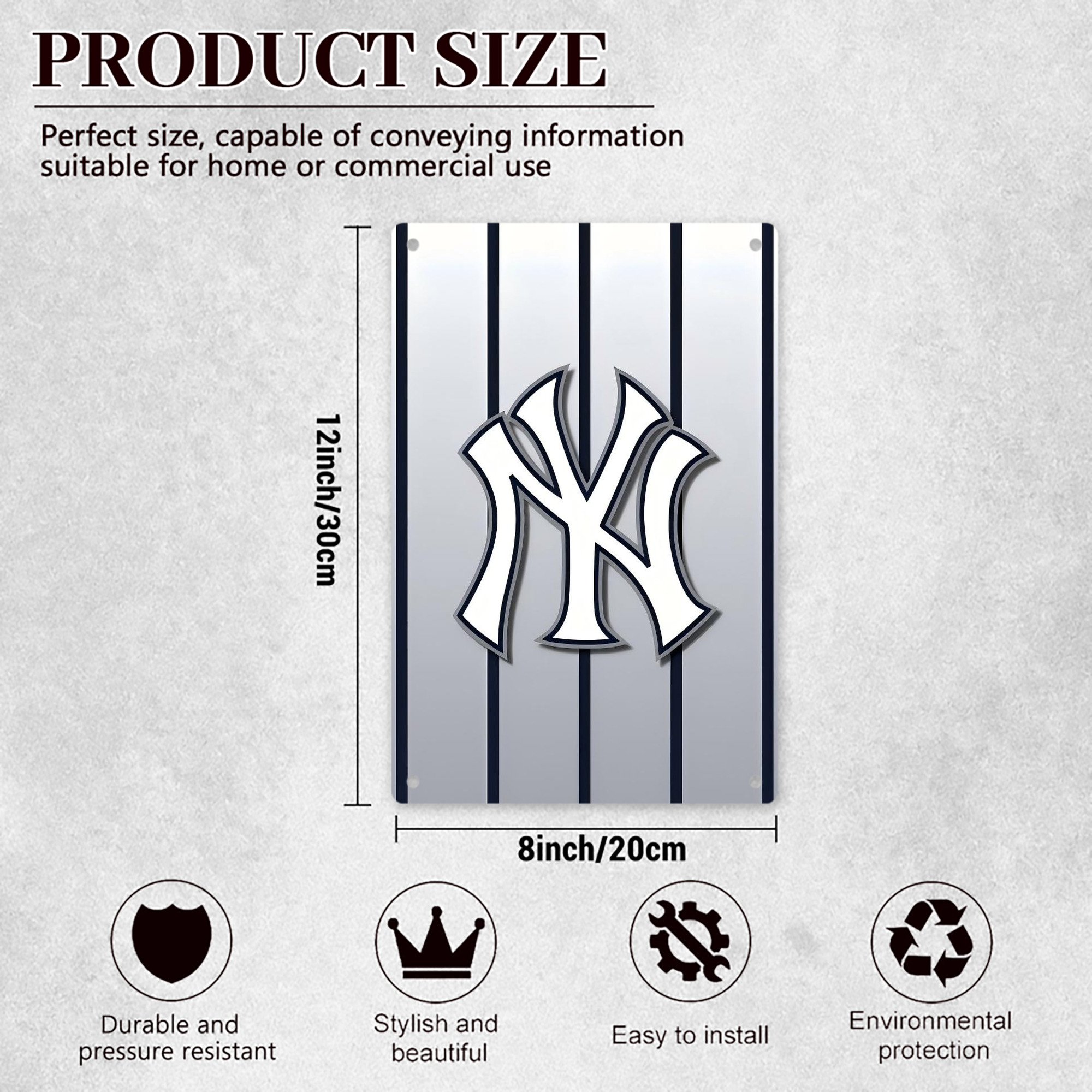 New York Yankees 118 8x12inch Vertical Aluminum Sign - Durable Fade-Resistant Indoor/Outdoor Safety & Information Plaque For Office, Hotel, Restaurant, Bar, Public Spaces