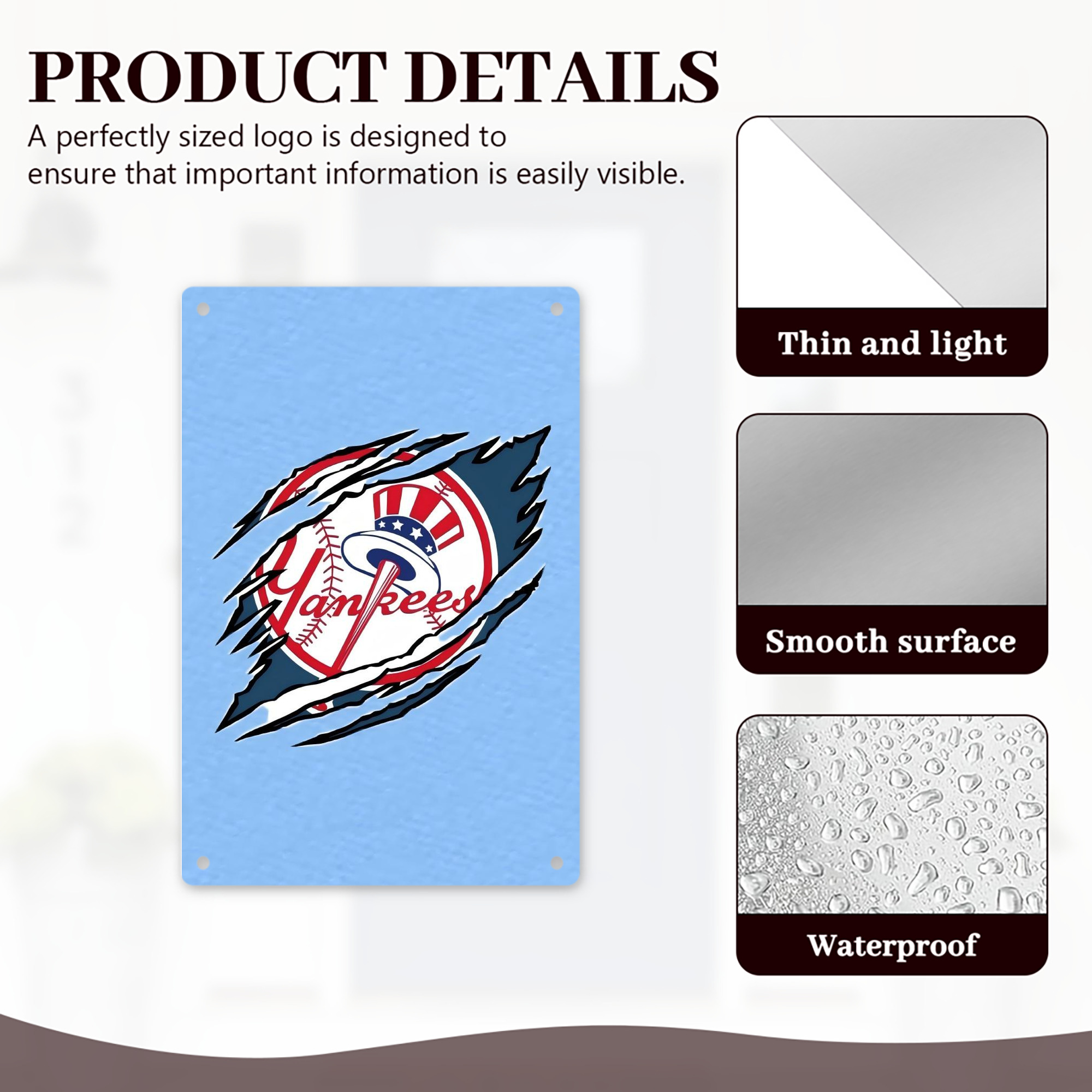 New York Yankees 128 8x12inch Vertical Aluminum Sign - Durable Fade-Resistant Indoor/Outdoor Safety & Information Plaque For Office, Hotel, Restaurant, Bar, Public Spaces