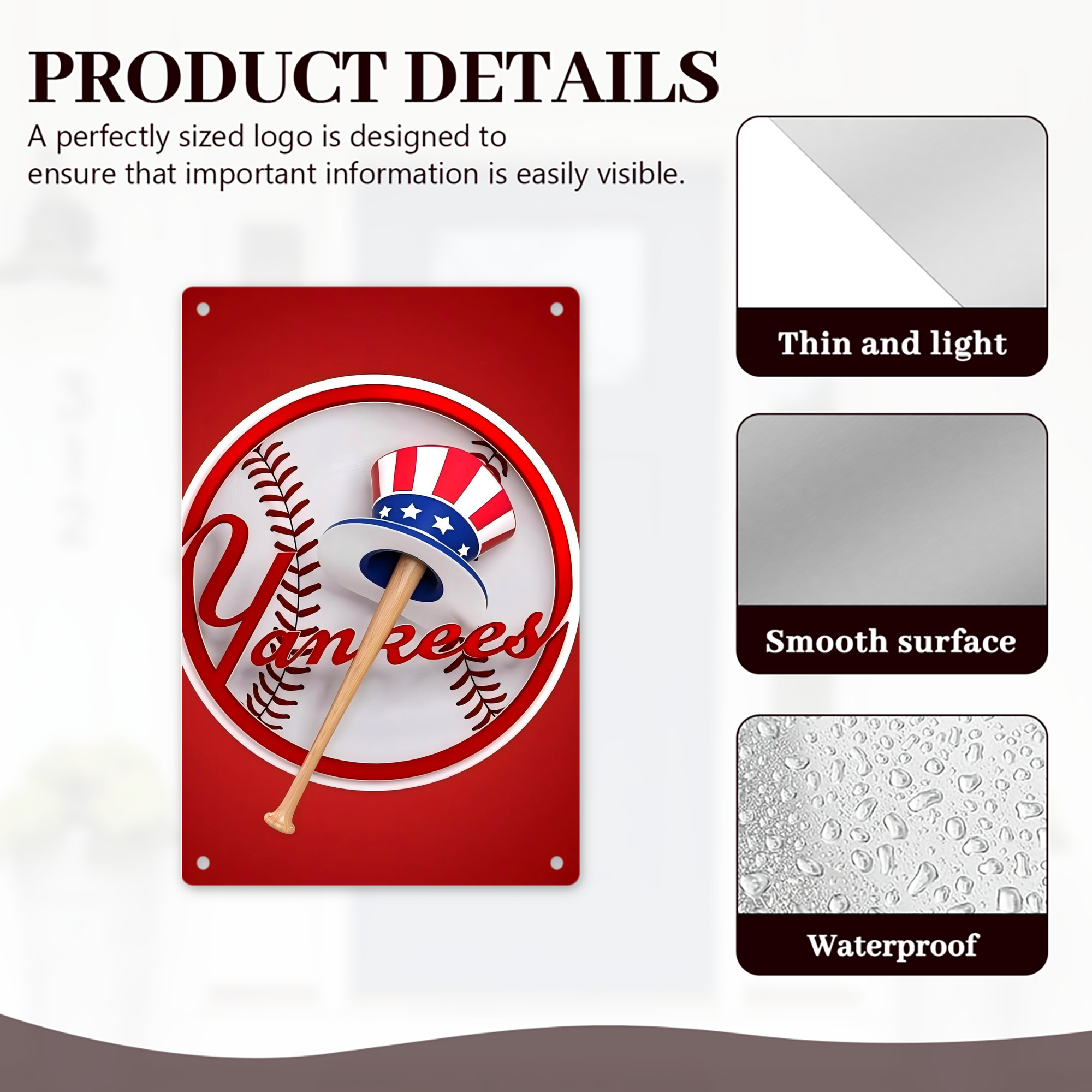 New York Yankees 120 8x12inch Vertical Aluminum Sign - Durable Fade-Resistant Indoor/Outdoor Safety & Information Plaque For Office, Hotel, Restaurant, Bar, Public Spaces