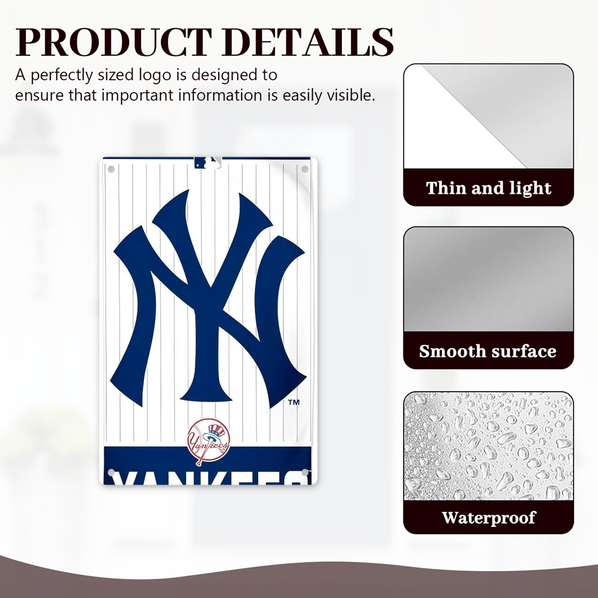 New York Yankees 134 8x12inch Vertical Aluminum Sign - Durable Fade-Resistant Indoor/Outdoor Safety & Information Plaque For Office, Hotel, Restaurant, Bar, Public Spaces
