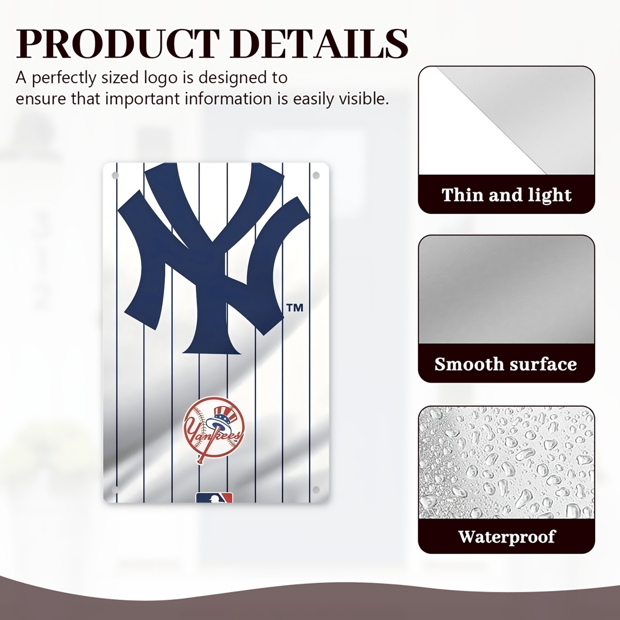 New York Yankees 126 8x12inch Vertical Aluminum Sign - Durable Fade-Resistant Indoor/Outdoor Safety & Information Plaque For Office, Hotel, Restaurant, Bar, Public Spaces