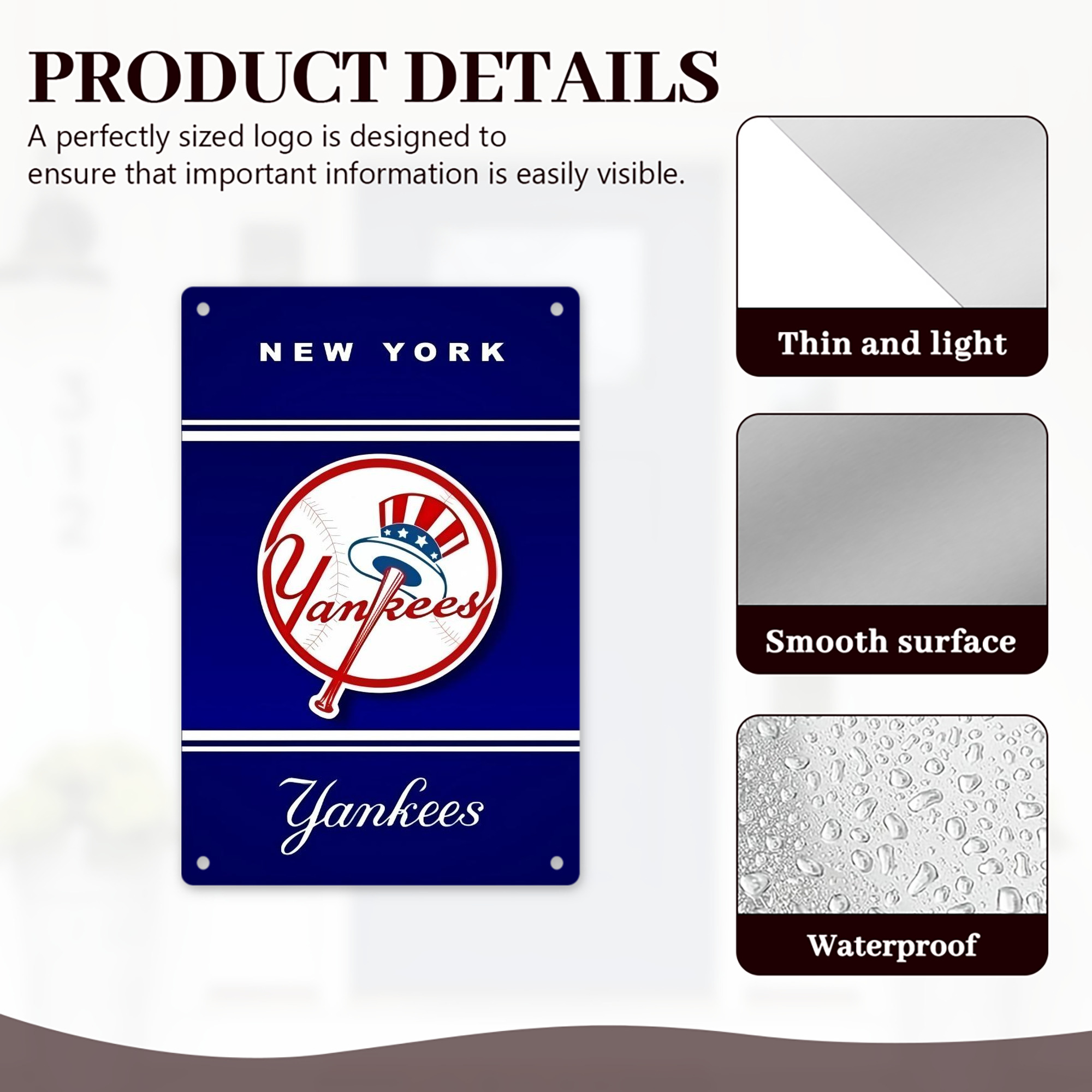 New York Yankees 139 8x12inch Vertical Aluminum Sign - Durable Fade-Resistant Indoor/Outdoor Safety & Information Plaque For Office, Hotel, Restaurant, Bar, Public Spaces