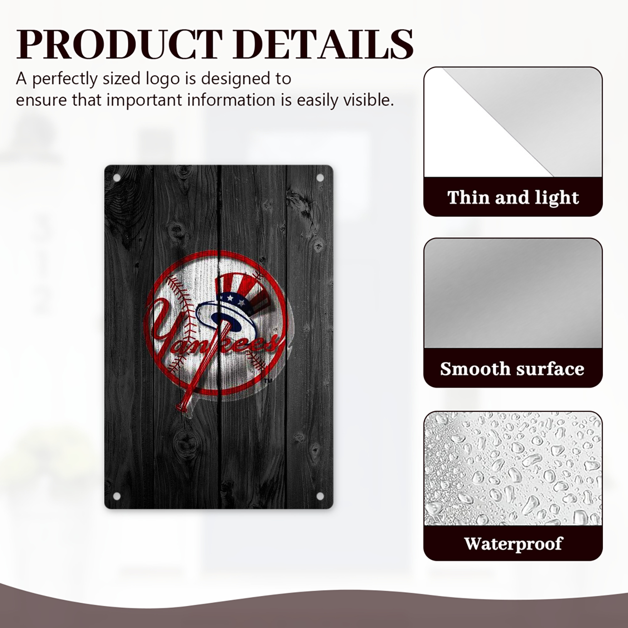 New York Yankees 131 8x12inch Vertical Aluminum Sign - Durable Fade-Resistant Indoor/Outdoor Safety & Information Plaque For Office, Hotel, Restaurant, Bar, Public Spaces