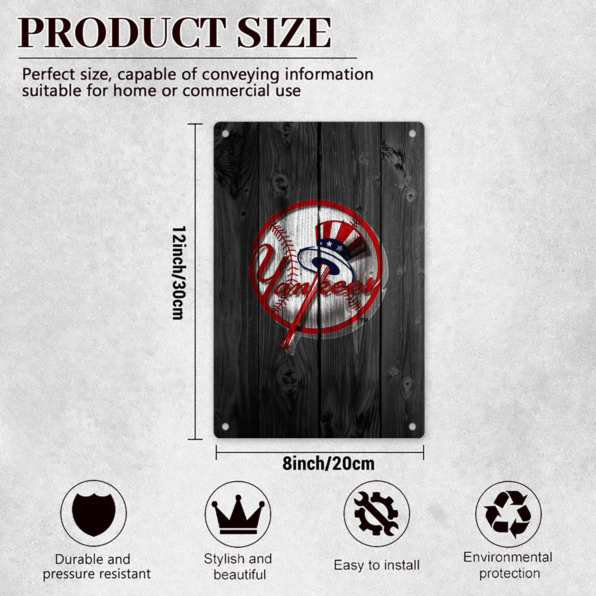 New York Yankees 131 8x12inch Vertical Aluminum Sign - Durable Fade-Resistant Indoor/Outdoor Safety & Information Plaque For Office, Hotel, Restaurant, Bar, Public Spaces