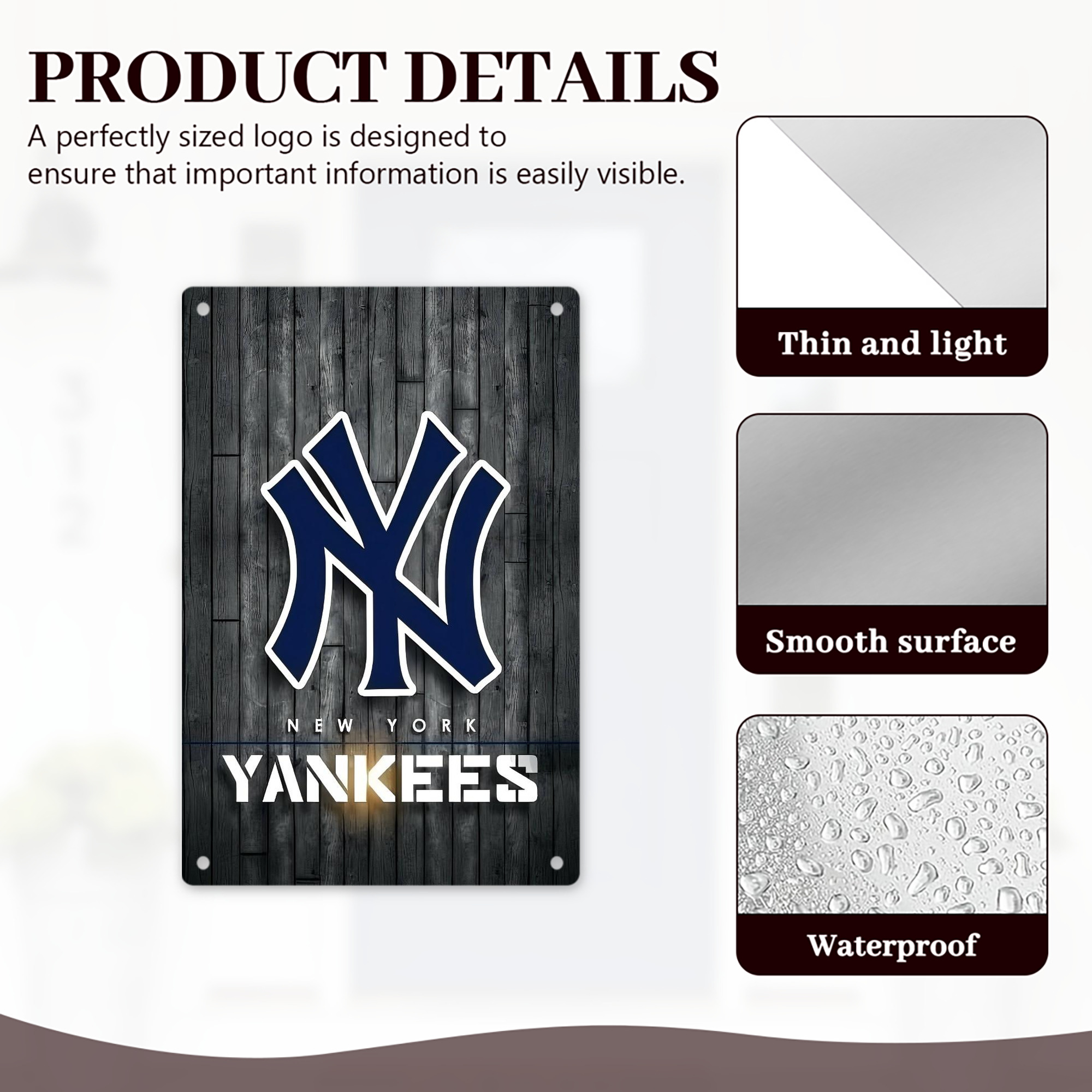 New York Yankees 127 8x12inch Vertical Aluminum Sign - Durable Fade-Resistant Indoor/Outdoor Safety & Information Plaque For Office, Hotel, Restaurant, Bar, Public Spaces
