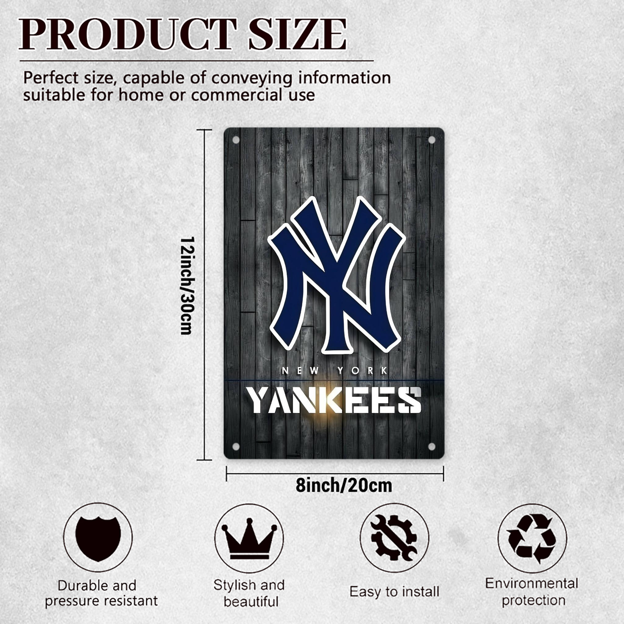 New York Yankees 127 8x12inch Vertical Aluminum Sign - Durable Fade-Resistant Indoor/Outdoor Safety & Information Plaque For Office, Hotel, Restaurant, Bar, Public Spaces