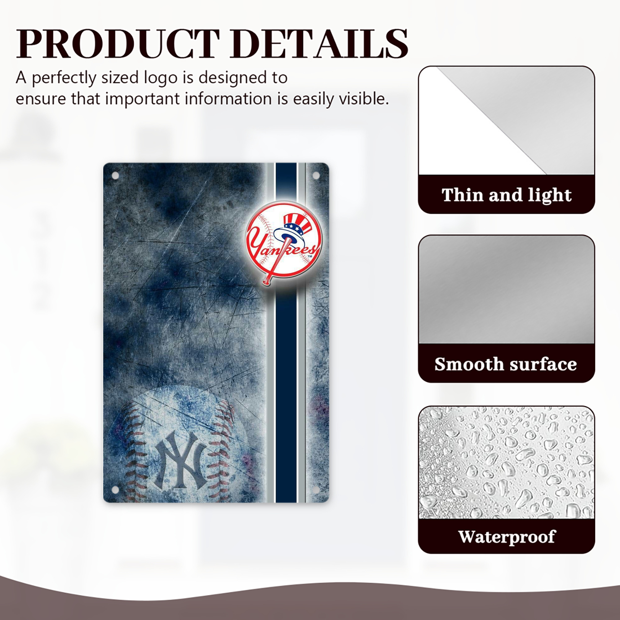 New York Yankees 150 8x12inch Vertical Aluminum Sign - Durable Fade-Resistant Indoor/Outdoor Safety & Information Plaque For Office, Hotel, Restaurant, Bar, Public Spaces