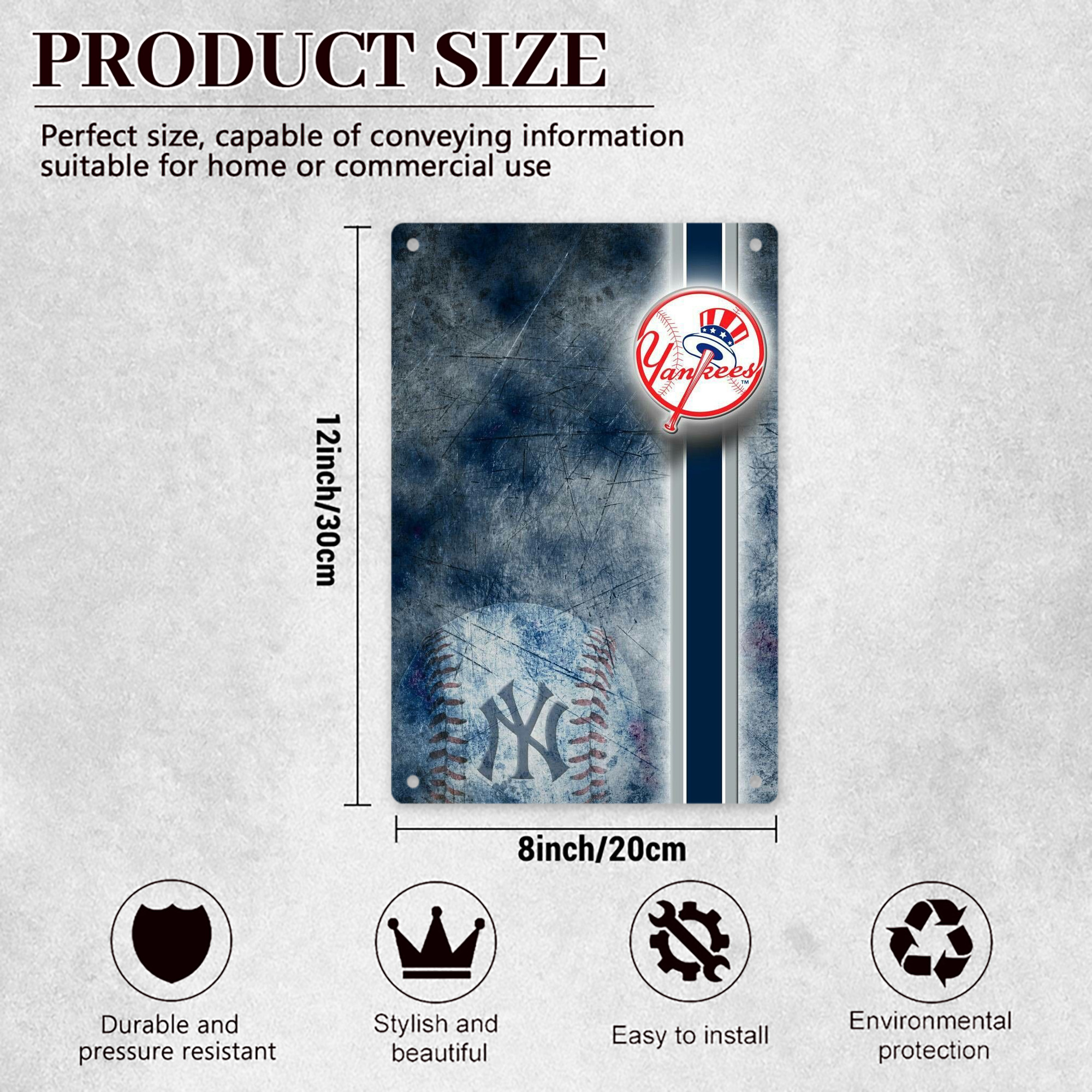 New York Yankees 150 8x12inch Vertical Aluminum Sign - Durable Fade-Resistant Indoor/Outdoor Safety & Information Plaque For Office, Hotel, Restaurant, Bar, Public Spaces
