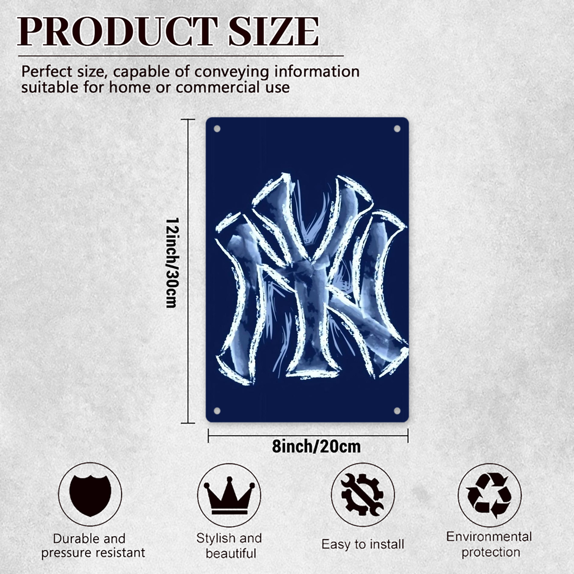 New York Yankees 137 8x12inch Vertical Aluminum Sign - Durable Fade-Resistant Indoor/Outdoor Safety & Information Plaque For Office, Hotel, Restaurant, Bar, Public Spaces