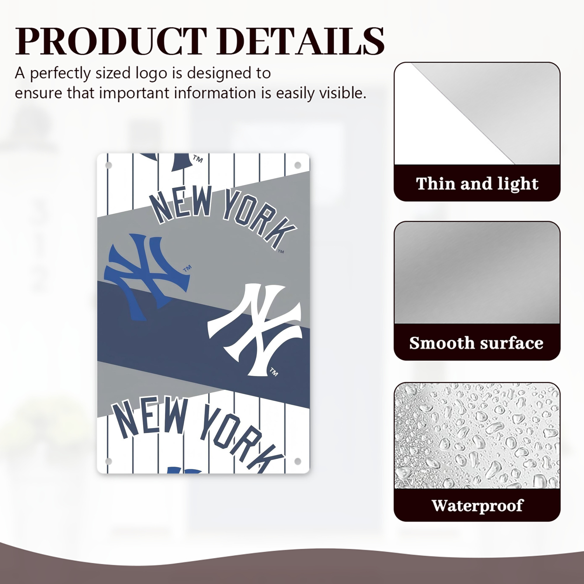 New York Yankees 133 8x12inch Vertical Aluminum Sign - Durable Fade-Resistant Indoor/Outdoor Safety & Information Plaque For Office, Hotel, Restaurant, Bar, Public Spaces