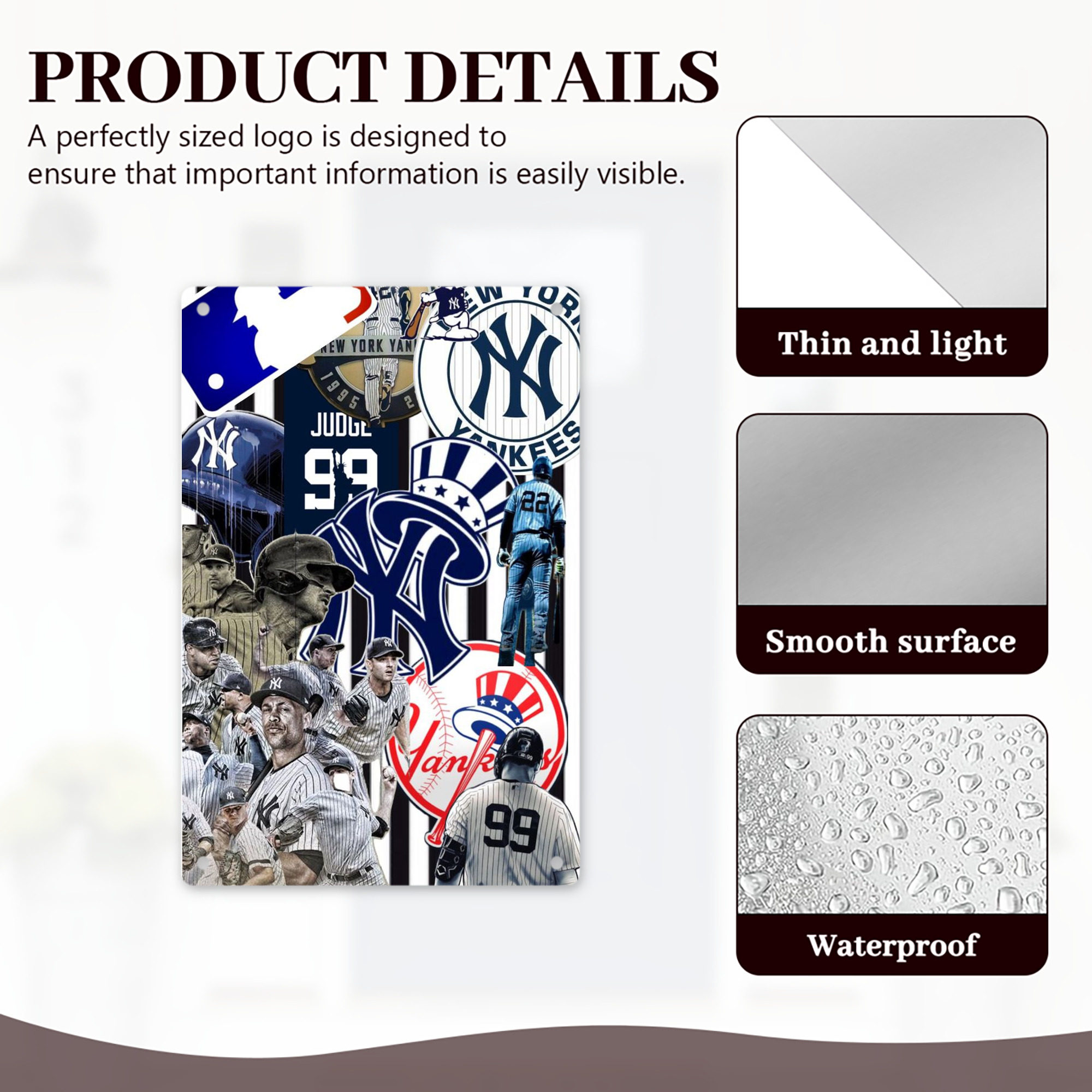 New York Yankees 138 8x12inch Vertical Aluminum Sign - Durable Fade-Resistant Indoor/Outdoor Safety & Information Plaque For Office, Hotel, Restaurant, Bar, Public Spaces