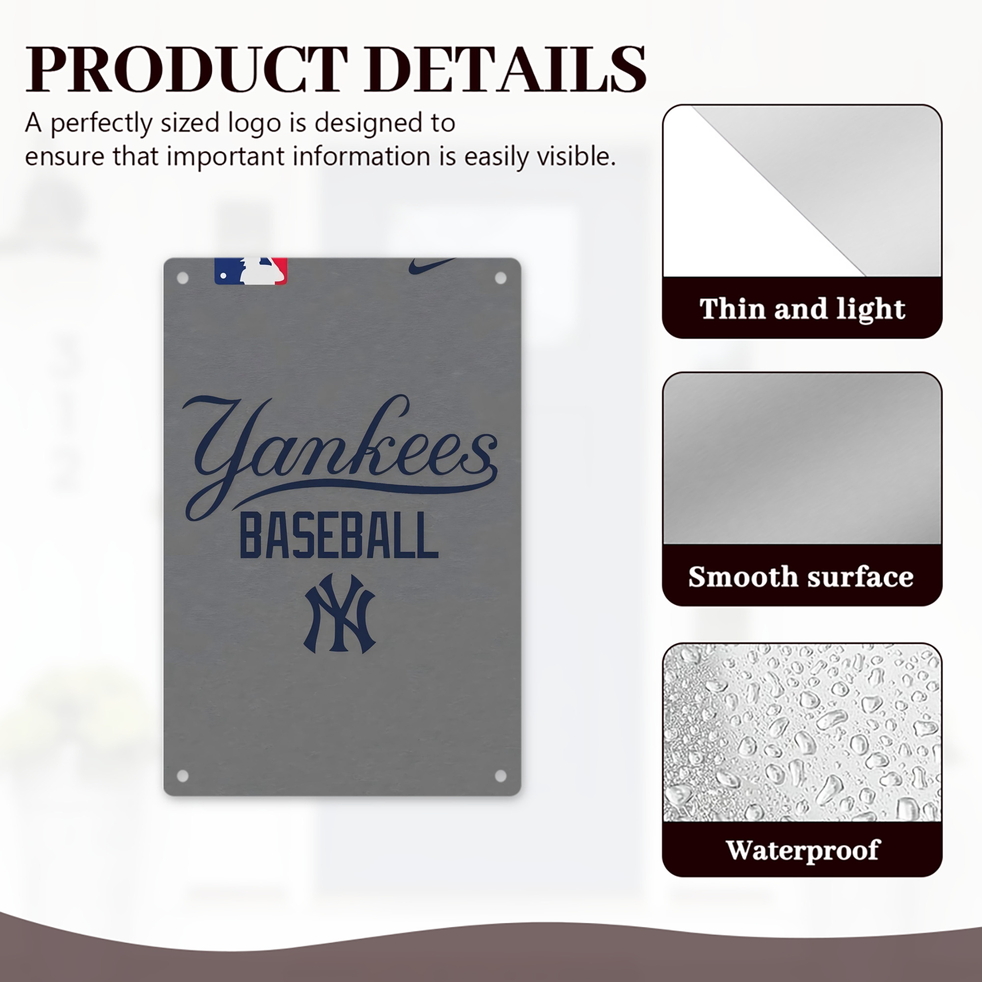 New York Yankees 147 8x12inch Vertical Aluminum Sign - Durable Fade-Resistant Indoor/Outdoor Safety & Information Plaque For Office, Hotel, Restaurant, Bar, Public Spaces
