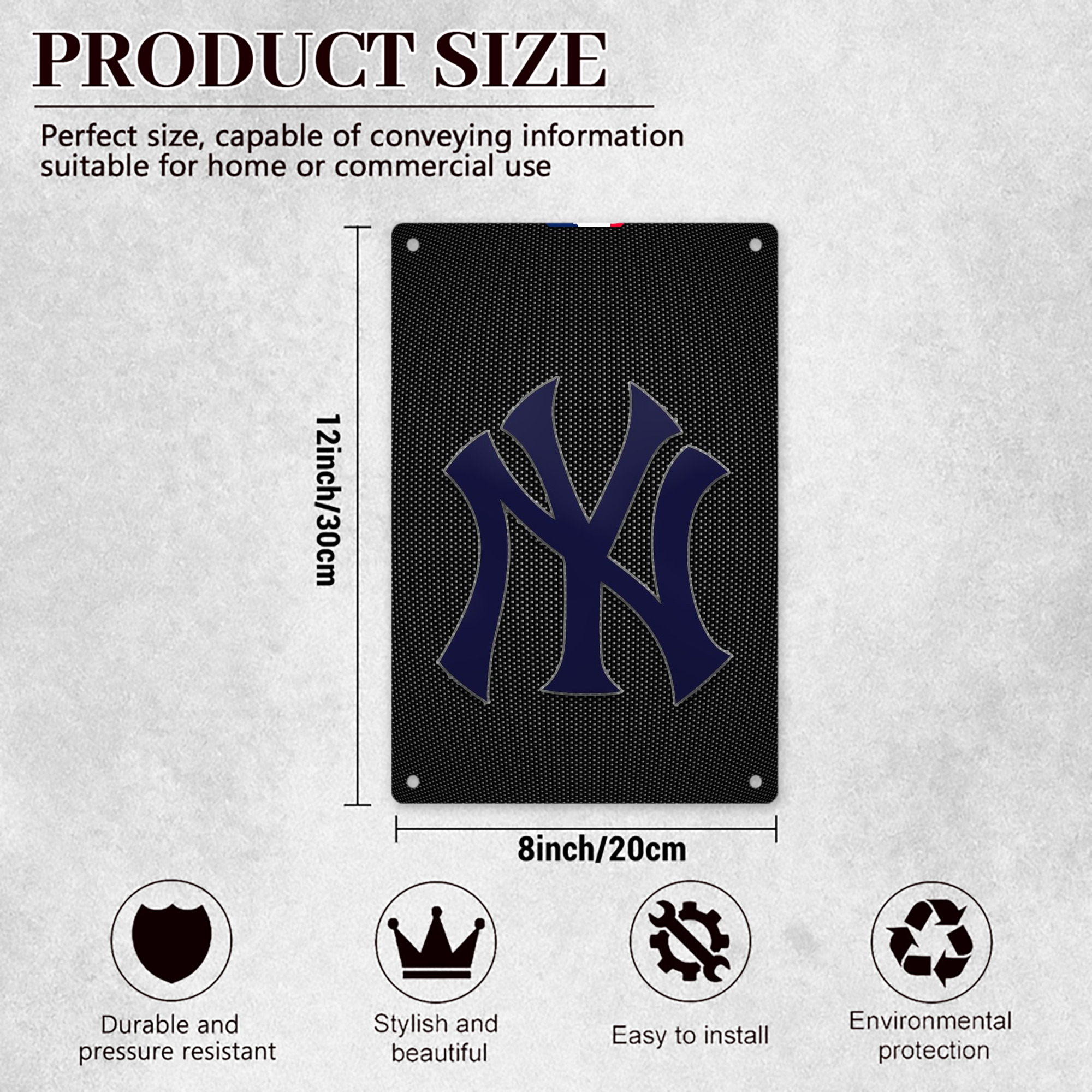 New York Yankees 166 8x12inch Vertical Aluminum Sign - Durable Fade-Resistant Indoor/Outdoor Safety & Information Plaque For Office, Hotel, Restaurant, Bar, Public Spaces