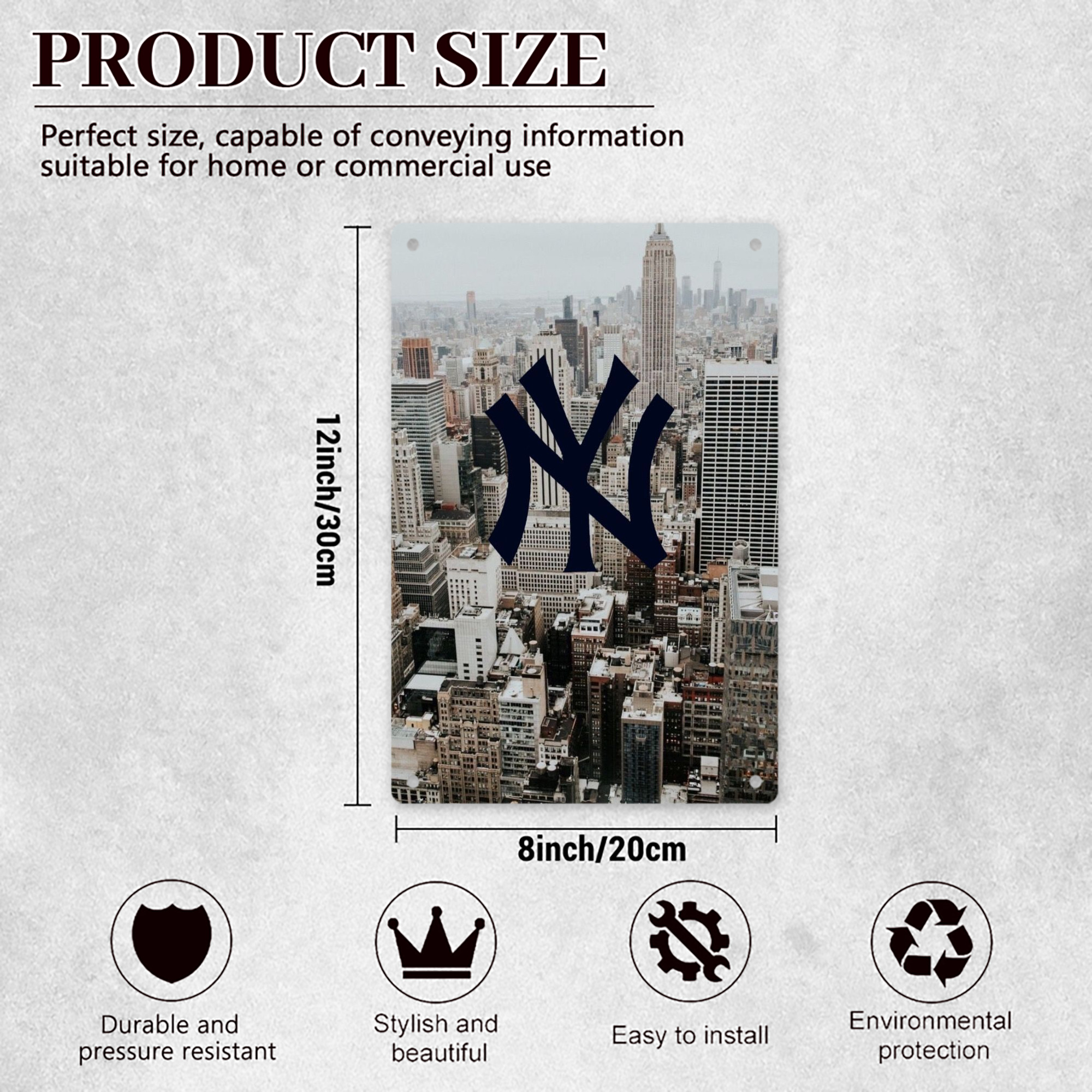 New York Yankees 171 8x12inch Vertical Aluminum Sign - Durable Fade-Resistant Indoor/Outdoor Safety & Information Plaque For Office, Hotel, Restaurant, Bar, Public Spaces