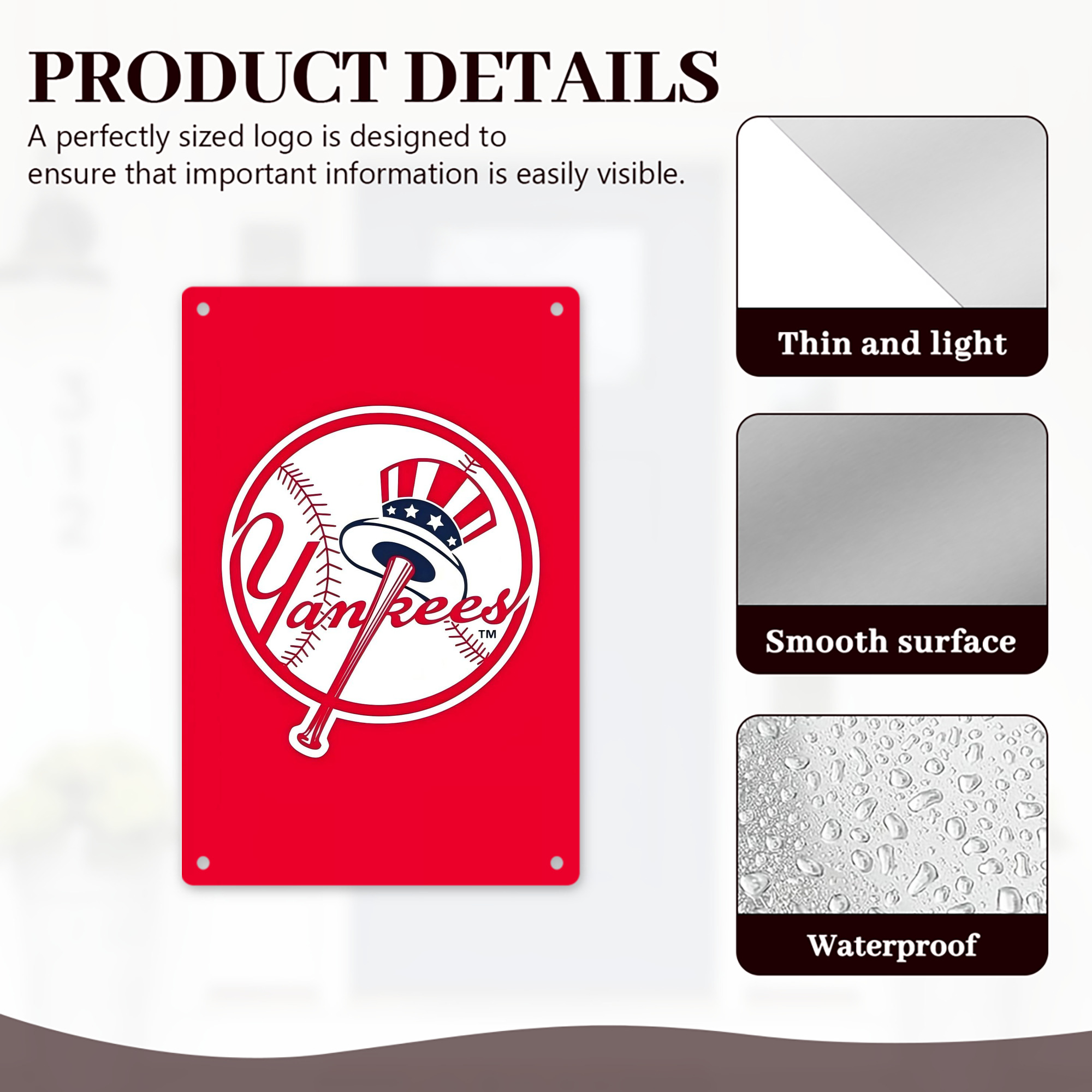 New York Yankees 165 8x12inch Vertical Aluminum Sign - Durable Fade-Resistant Indoor/Outdoor Safety & Information Plaque For Office, Hotel, Restaurant, Bar, Public Spaces