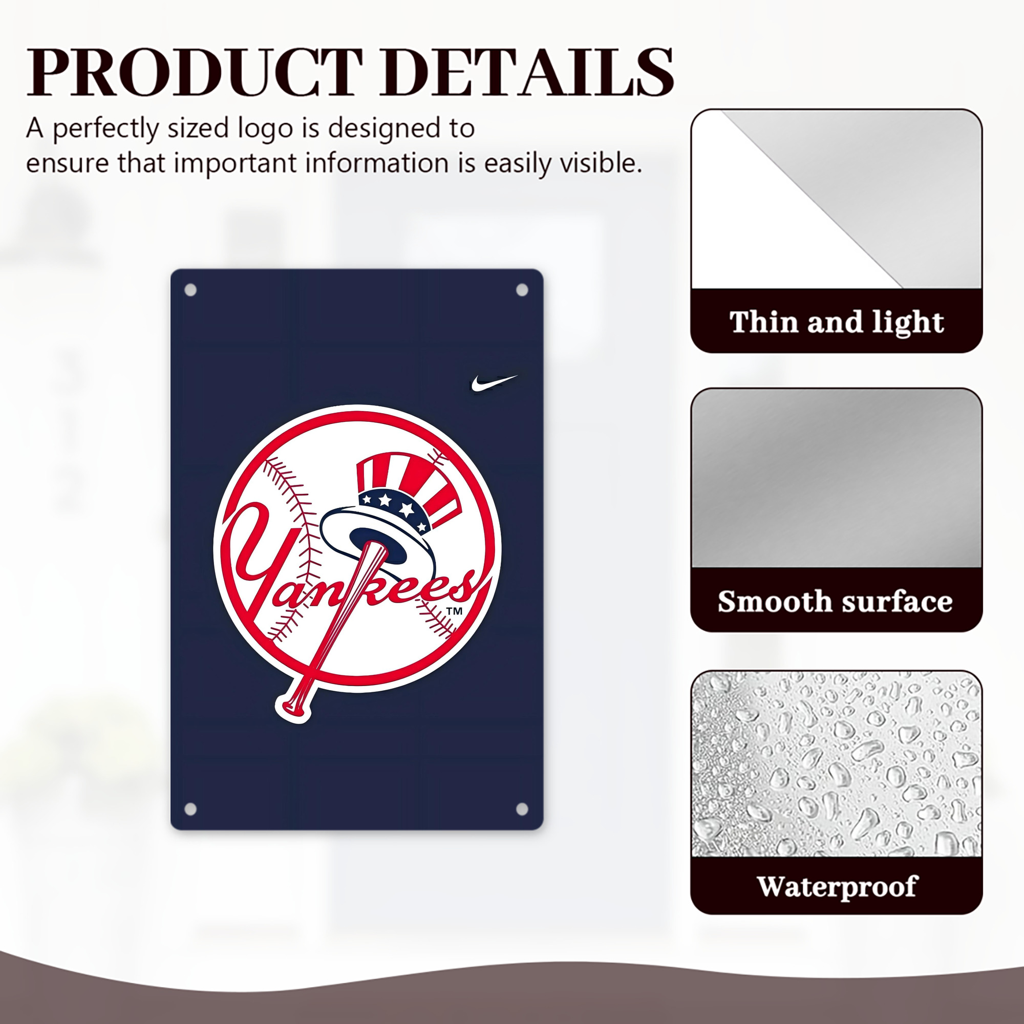 New York Yankees 157 8x12inch Vertical Aluminum Sign - Durable Fade-Resistant Indoor/Outdoor Safety & Information Plaque For Office, Hotel, Restaurant, Bar, Public Spaces