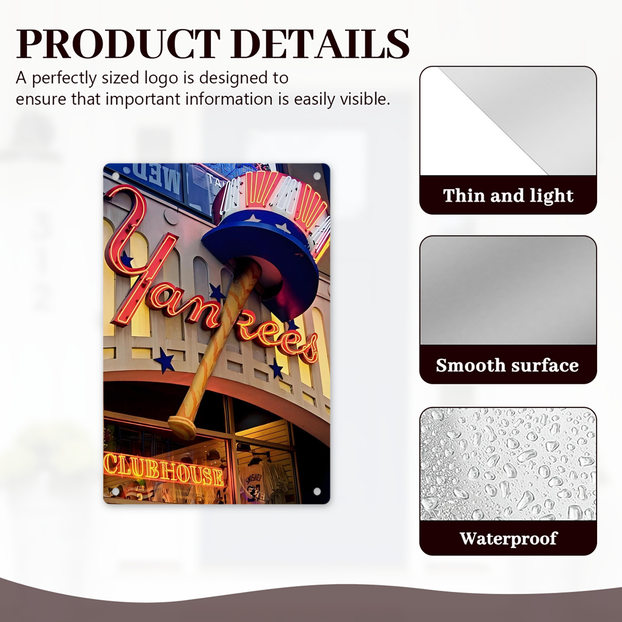 New York Yankees 178 8x12inch Vertical Aluminum Sign - Durable Fade-Resistant Indoor/Outdoor Safety & Information Plaque For Office, Hotel, Restaurant, Bar, Public Spaces