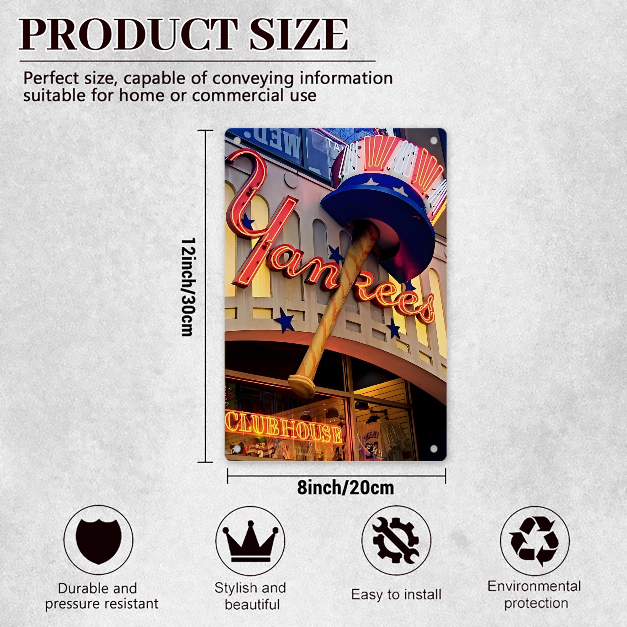 New York Yankees 178 8x12inch Vertical Aluminum Sign - Durable Fade-Resistant Indoor/Outdoor Safety & Information Plaque For Office, Hotel, Restaurant, Bar, Public Spaces