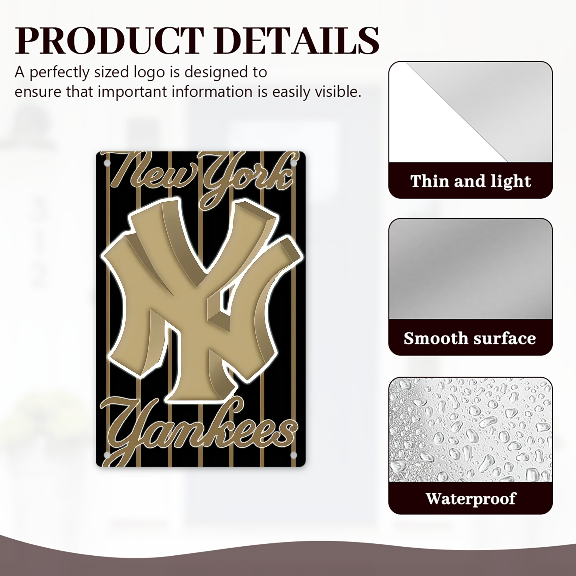 New York Yankees 185 8x12inch Vertical Aluminum Sign - Durable Fade-Resistant Indoor/Outdoor Safety & Information Plaque For Office, Hotel, Restaurant, Bar, Public Spaces