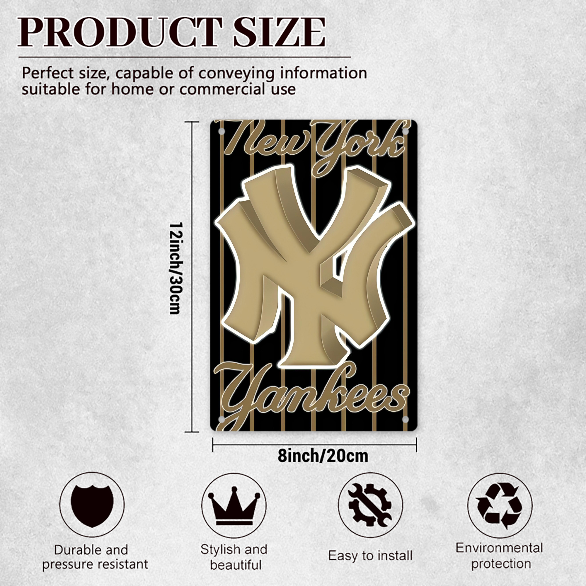 New York Yankees 185 8x12inch Vertical Aluminum Sign - Durable Fade-Resistant Indoor/Outdoor Safety & Information Plaque For Office, Hotel, Restaurant, Bar, Public Spaces