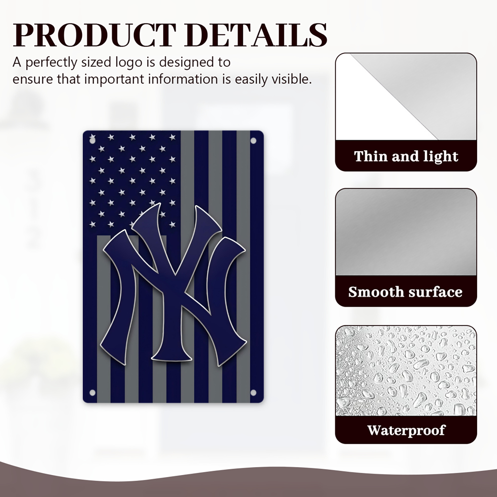 New York Yankees 162 8x12inch Vertical Aluminum Sign - Durable Fade-Resistant Indoor/Outdoor Safety & Information Plaque For Office, Hotel, Restaurant, Bar, Public Spaces