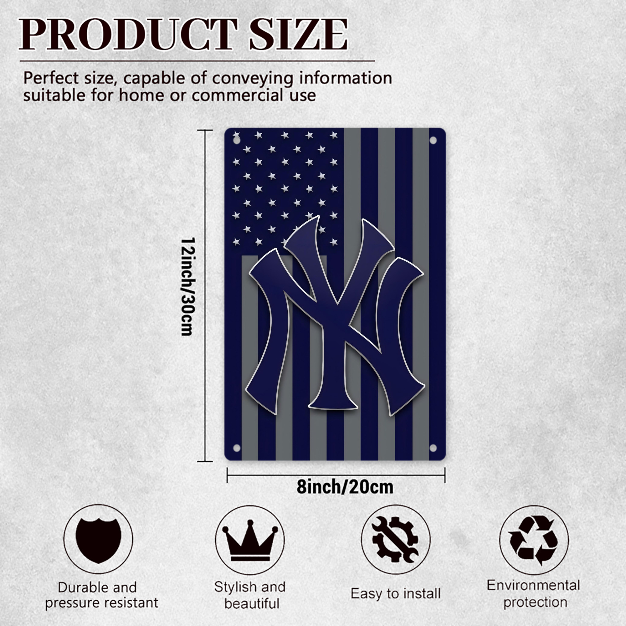 New York Yankees 162 8x12inch Vertical Aluminum Sign - Durable Fade-Resistant Indoor/Outdoor Safety & Information Plaque For Office, Hotel, Restaurant, Bar, Public Spaces