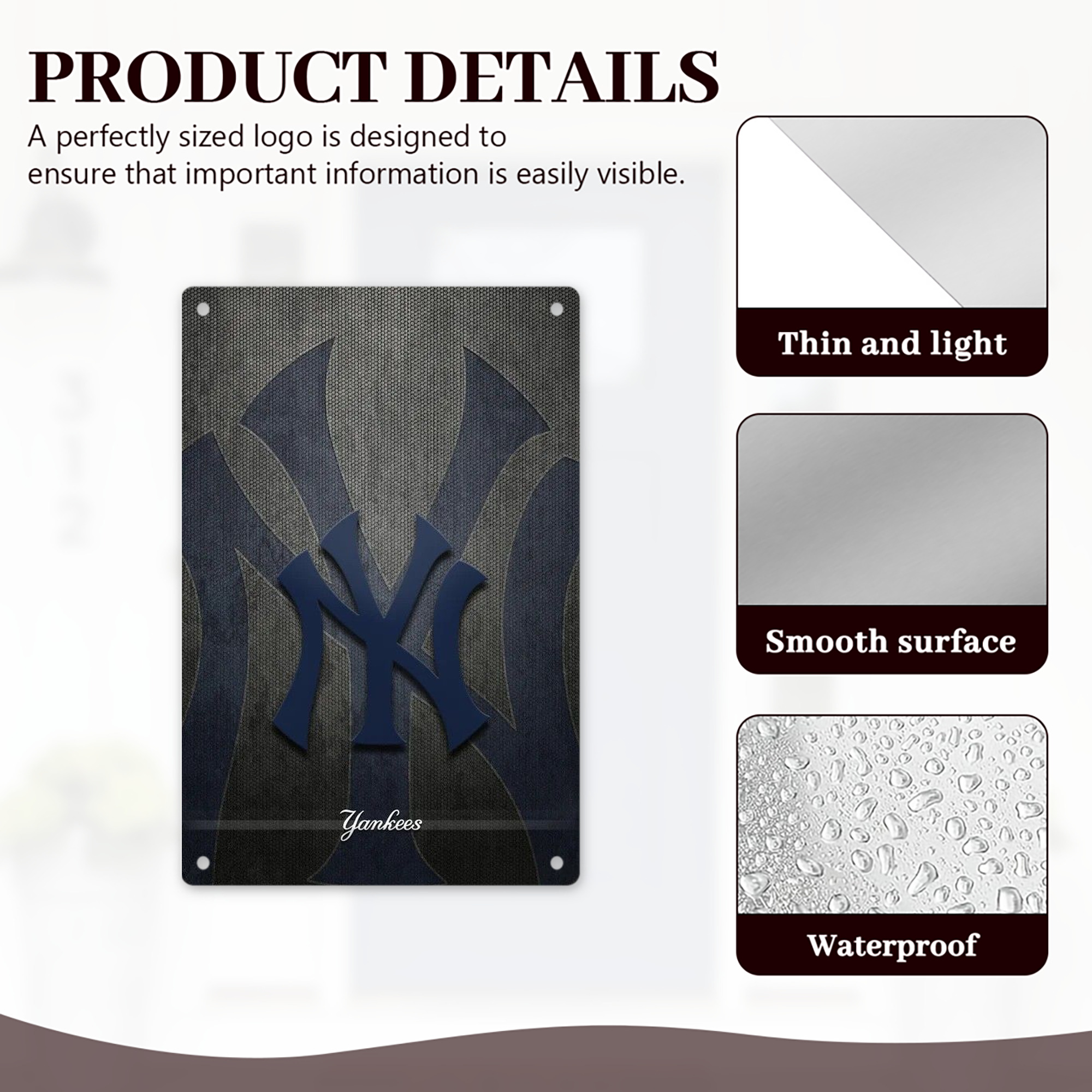 New York Yankees 153 8x12inch Vertical Aluminum Sign - Durable Fade-Resistant Indoor/Outdoor Safety & Information Plaque For Office, Hotel, Restaurant, Bar, Public Spaces