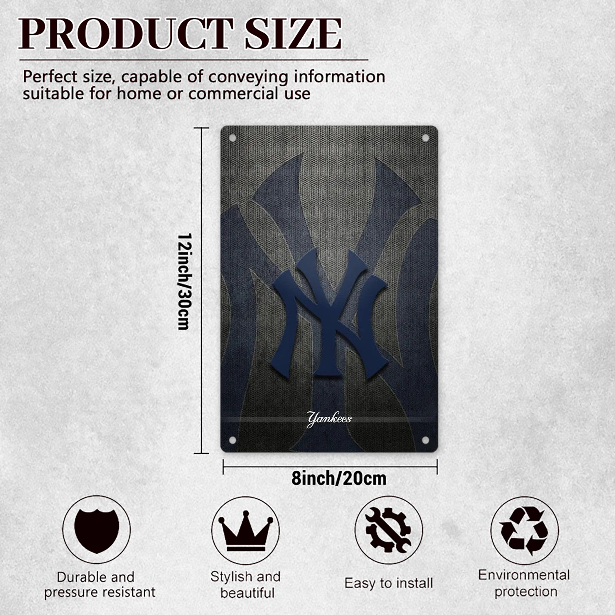 New York Yankees 153 8x12inch Vertical Aluminum Sign - Durable Fade-Resistant Indoor/Outdoor Safety & Information Plaque For Office, Hotel, Restaurant, Bar, Public Spaces