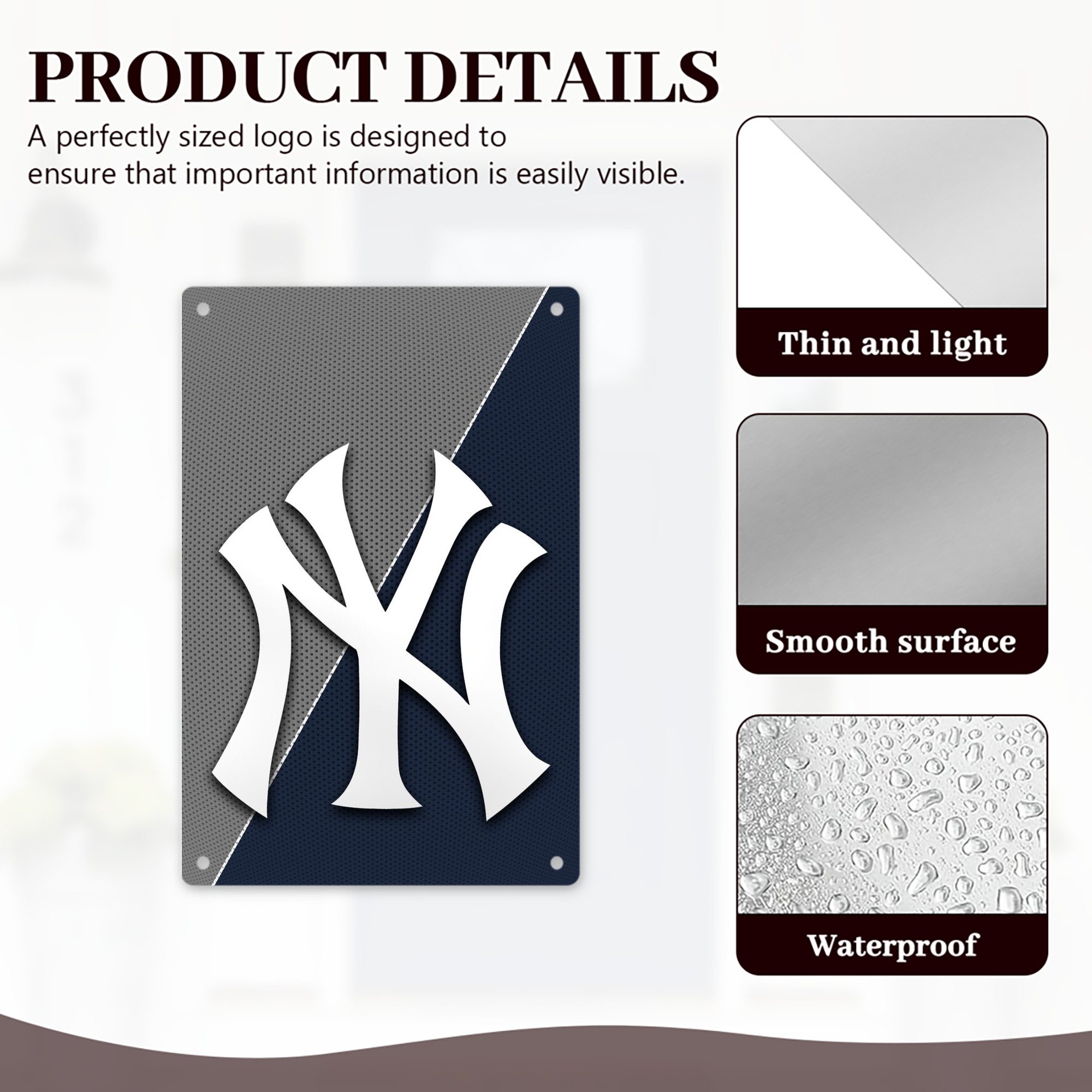 New York Yankees 177 8x12inch Vertical Aluminum Sign - Durable Fade-Resistant Indoor/Outdoor Safety & Information Plaque For Office, Hotel, Restaurant, Bar, Public Spaces