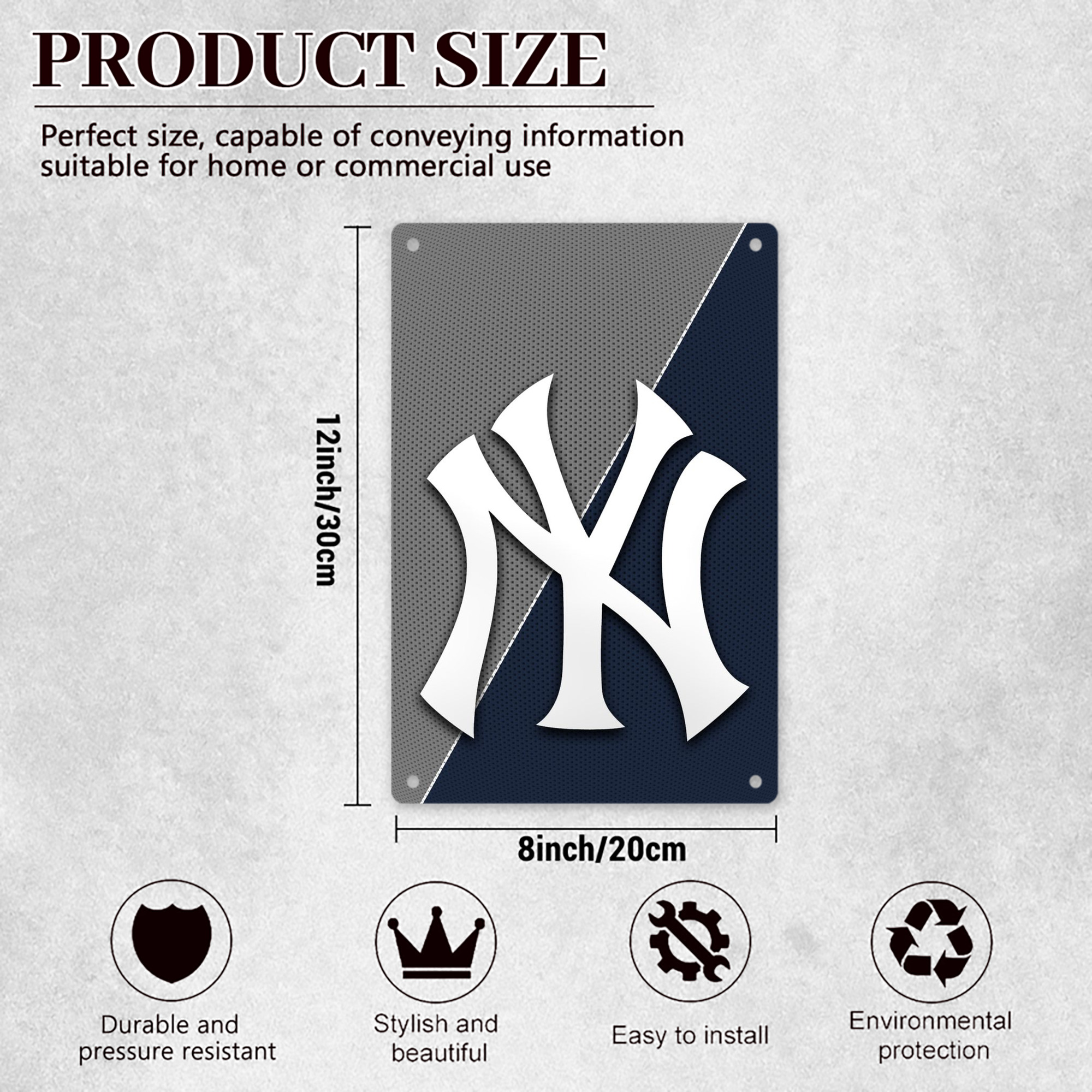 New York Yankees 177 8x12inch Vertical Aluminum Sign - Durable Fade-Resistant Indoor/Outdoor Safety & Information Plaque For Office, Hotel, Restaurant, Bar, Public Spaces