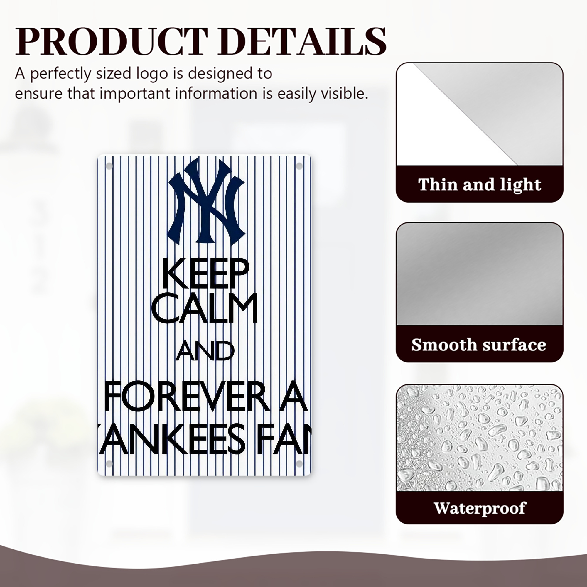 New York Yankees 158 8x12inch Vertical Aluminum Sign - Durable Fade-Resistant Indoor/Outdoor Safety & Information Plaque For Office, Hotel, Restaurant, Bar, Public Spaces