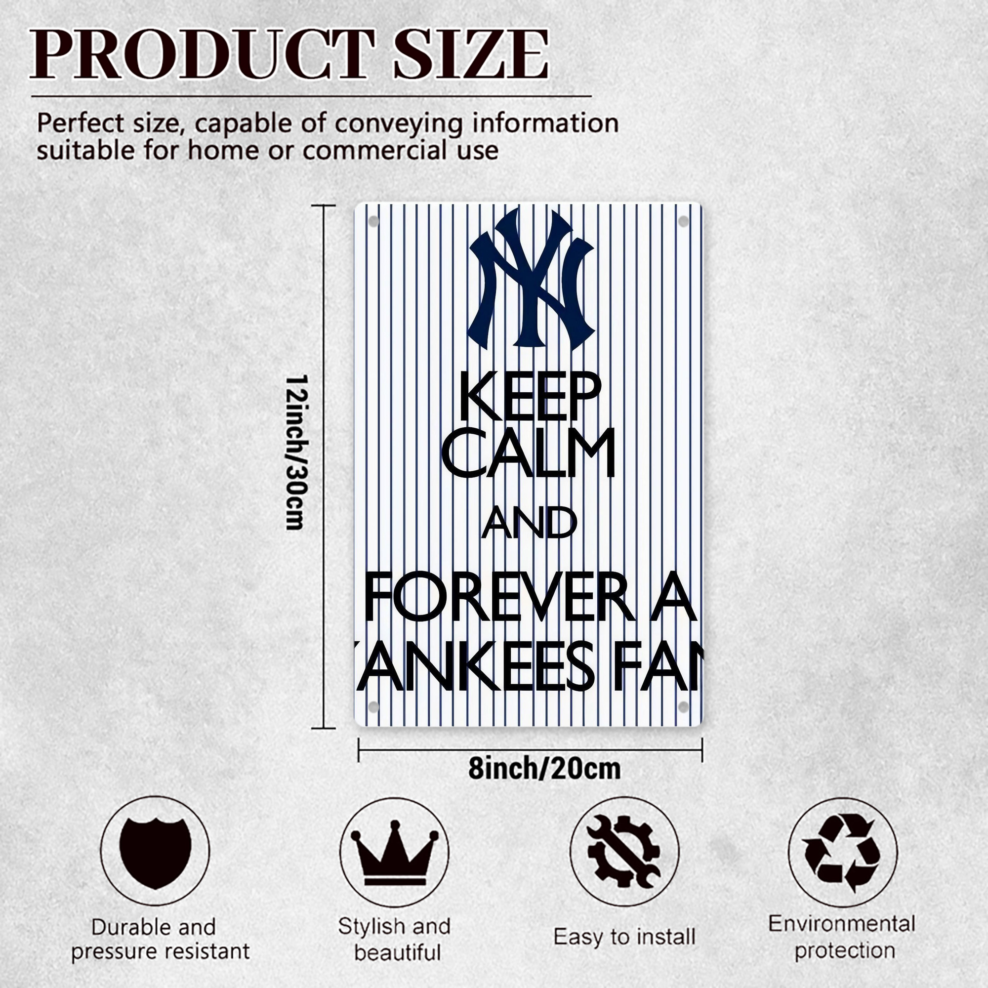 New York Yankees 158 8x12inch Vertical Aluminum Sign - Durable Fade-Resistant Indoor/Outdoor Safety & Information Plaque For Office, Hotel, Restaurant, Bar, Public Spaces