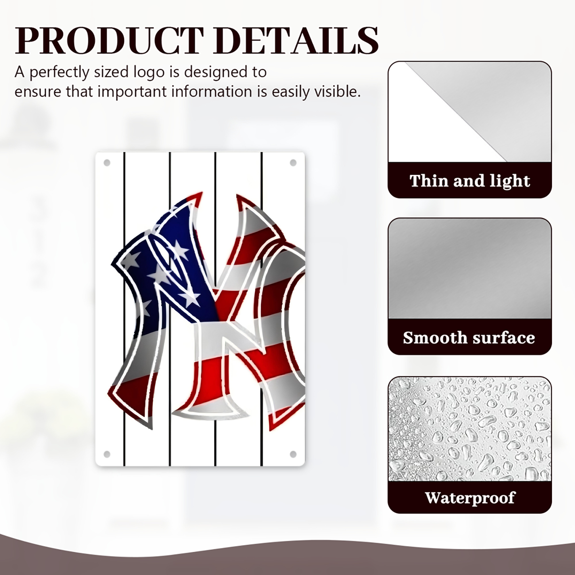 New York Yankees 195 8x12inch Vertical Aluminum Sign - Durable Fade-Resistant Indoor/Outdoor Safety & Information Plaque For Office, Hotel, Restaurant, Bar, Public Spaces