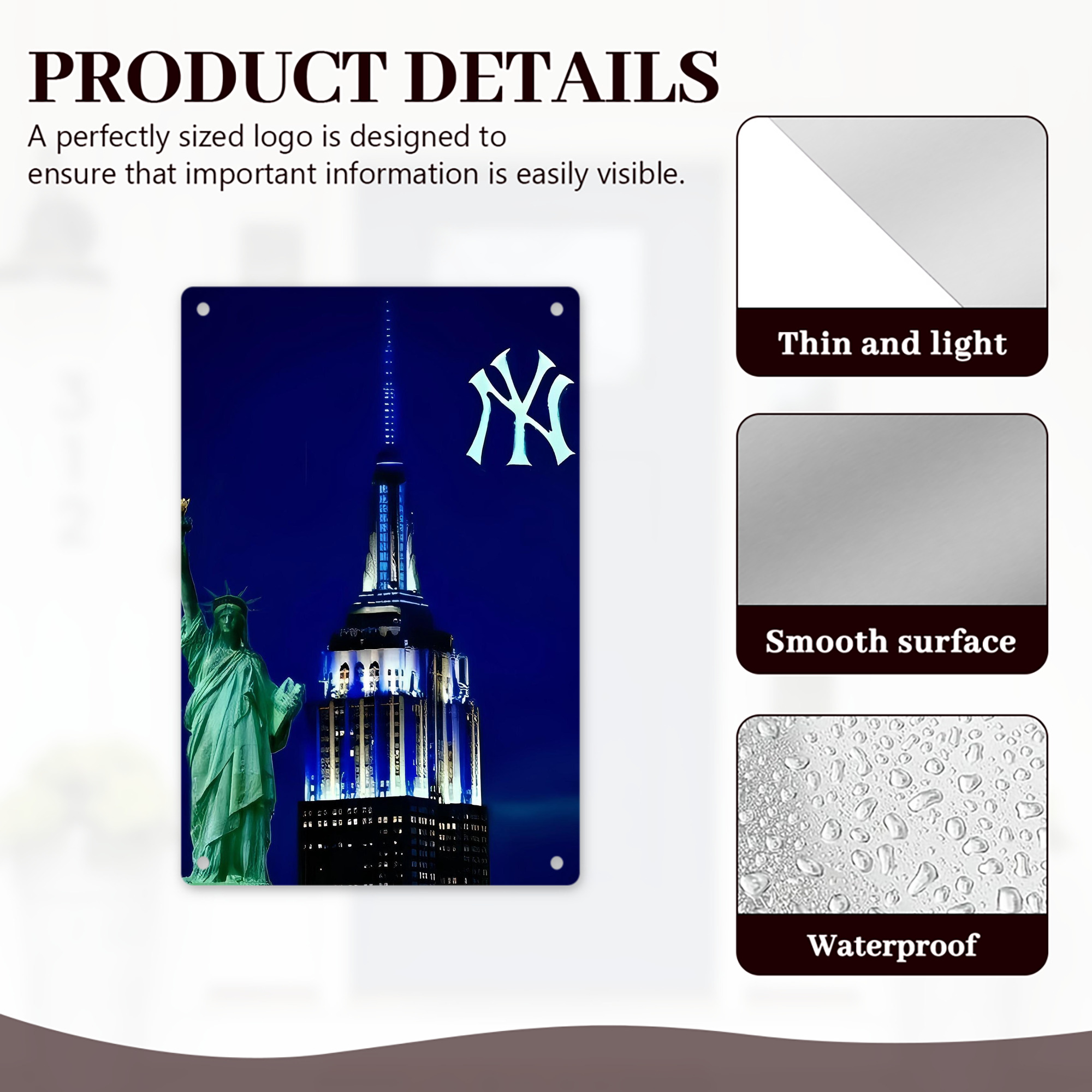 New York Yankees 175 8x12inch Vertical Aluminum Sign - Durable Fade-Resistant Indoor/Outdoor Safety & Information Plaque For Office, Hotel, Restaurant, Bar, Public Spaces