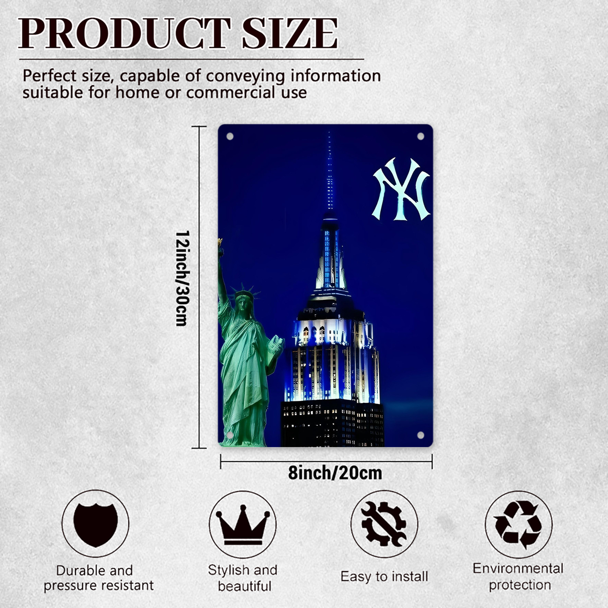 New York Yankees 175 8x12inch Vertical Aluminum Sign - Durable Fade-Resistant Indoor/Outdoor Safety & Information Plaque For Office, Hotel, Restaurant, Bar, Public Spaces