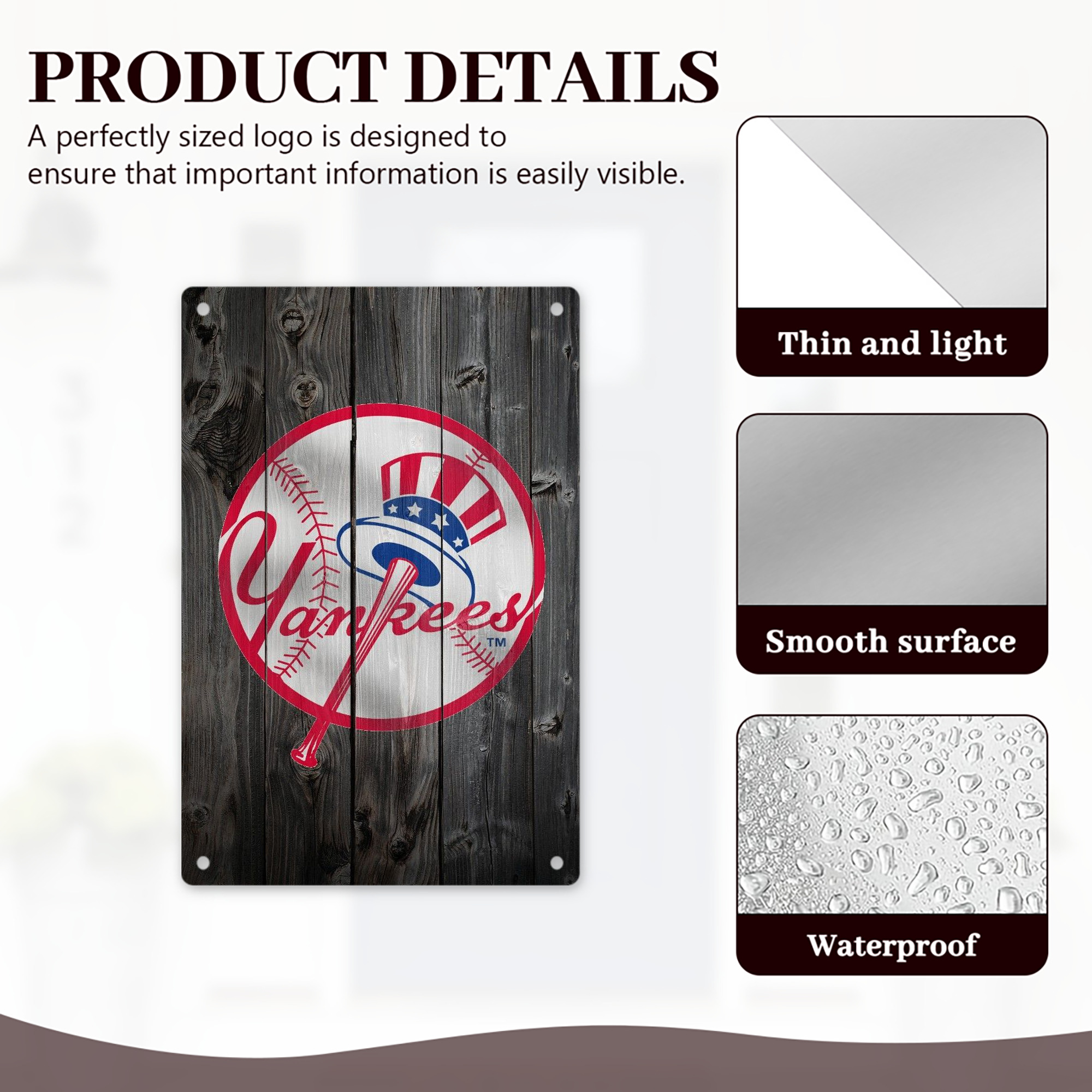New York Yankees 189 8x12inch Vertical Aluminum Sign - Durable Fade-Resistant Indoor/Outdoor Safety & Information Plaque For Office, Hotel, Restaurant, Bar, Public Spaces