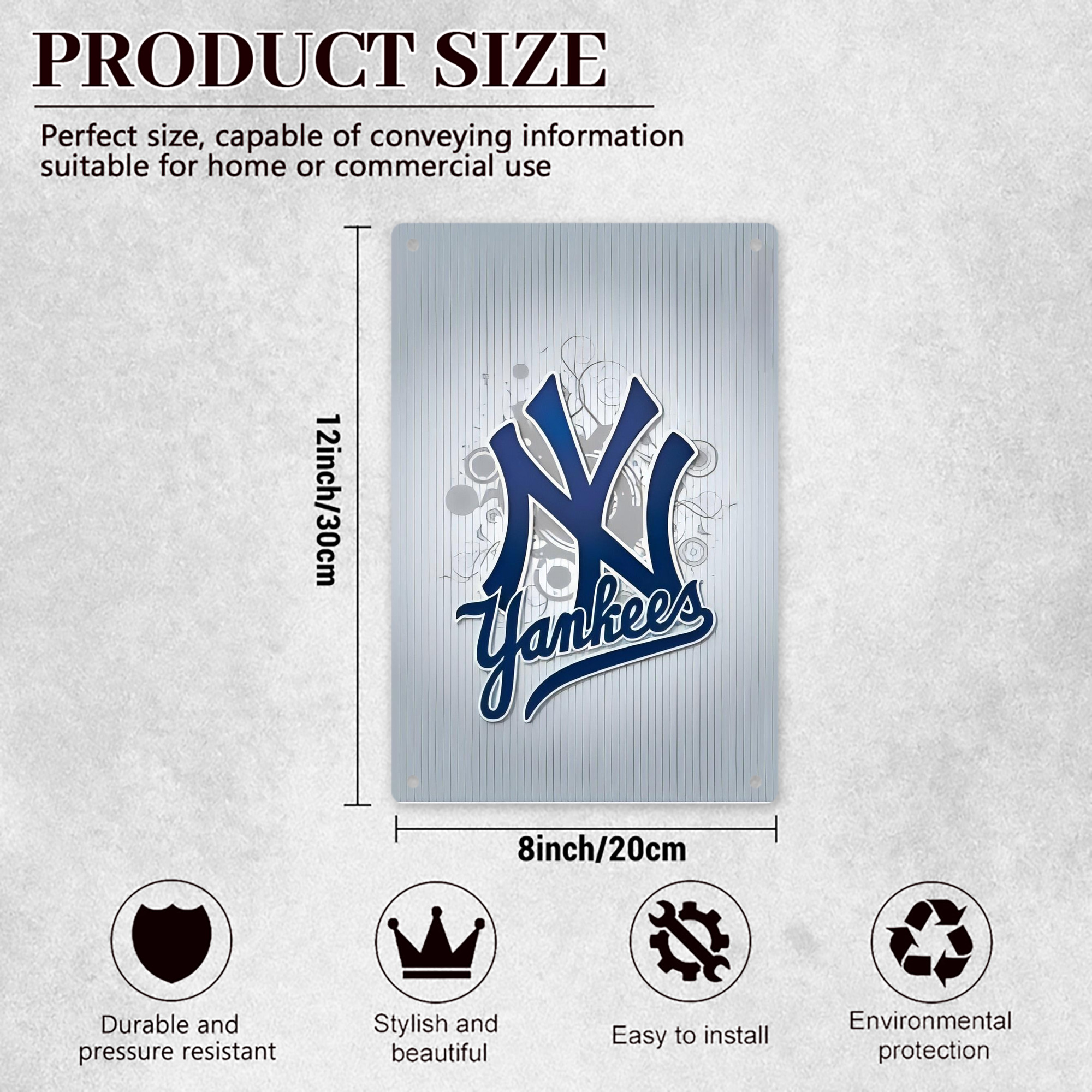 New York Yankees 181 8x12inch Vertical Aluminum Sign - Durable Fade-Resistant Indoor/Outdoor Safety & Information Plaque For Office, Hotel, Restaurant, Bar, Public Spaces