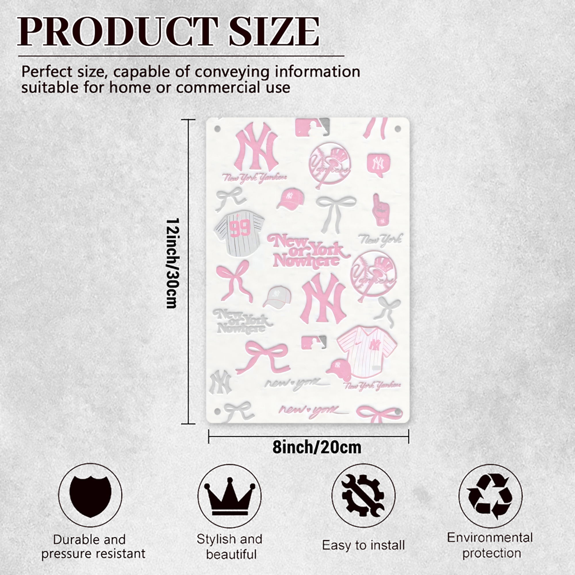 New York Yankees 206 8x12inch Vertical Aluminum Sign - Durable Fade-Resistant Indoor/Outdoor Safety & Information Plaque For Office, Hotel, Restaurant, Bar, Public Spaces