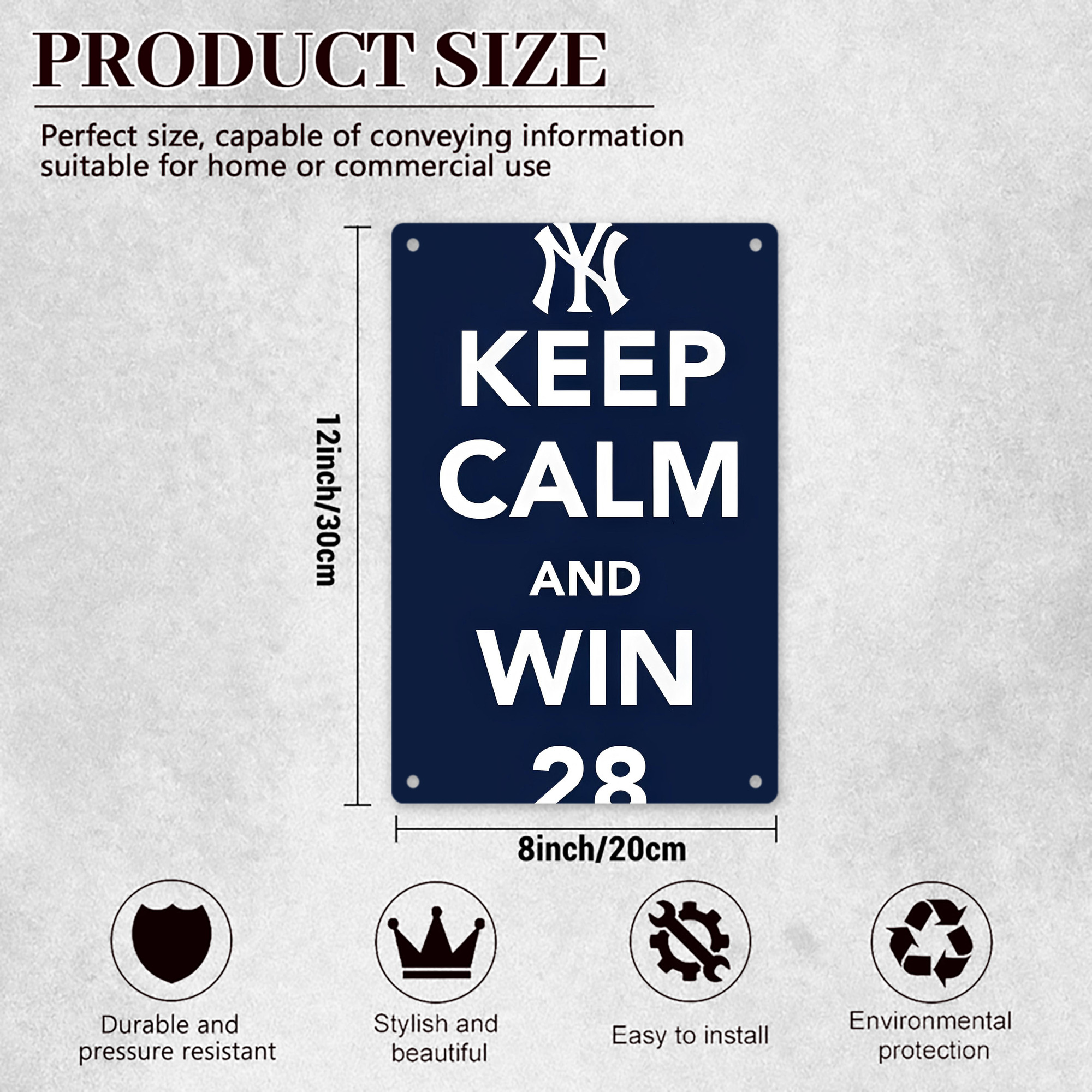 New York Yankees 169 8x12inch Vertical Aluminum Sign - Durable Fade-Resistant Indoor/Outdoor Safety & Information Plaque For Office, Hotel, Restaurant, Bar, Public Spaces