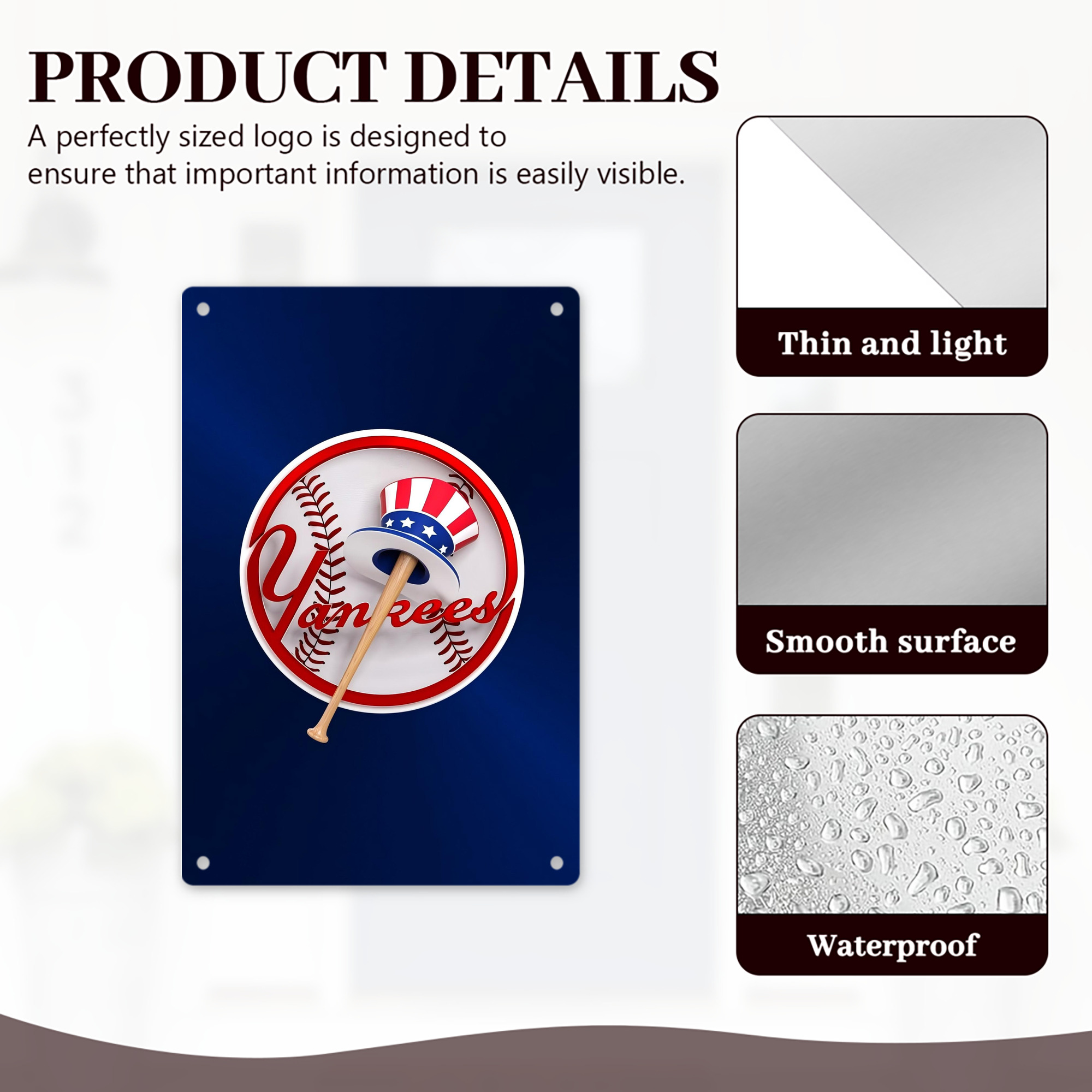 New York Yankees 200 8x12inch Vertical Aluminum Sign - Durable Fade-Resistant Indoor/Outdoor Safety & Information Plaque For Office, Hotel, Restaurant, Bar, Public Spaces