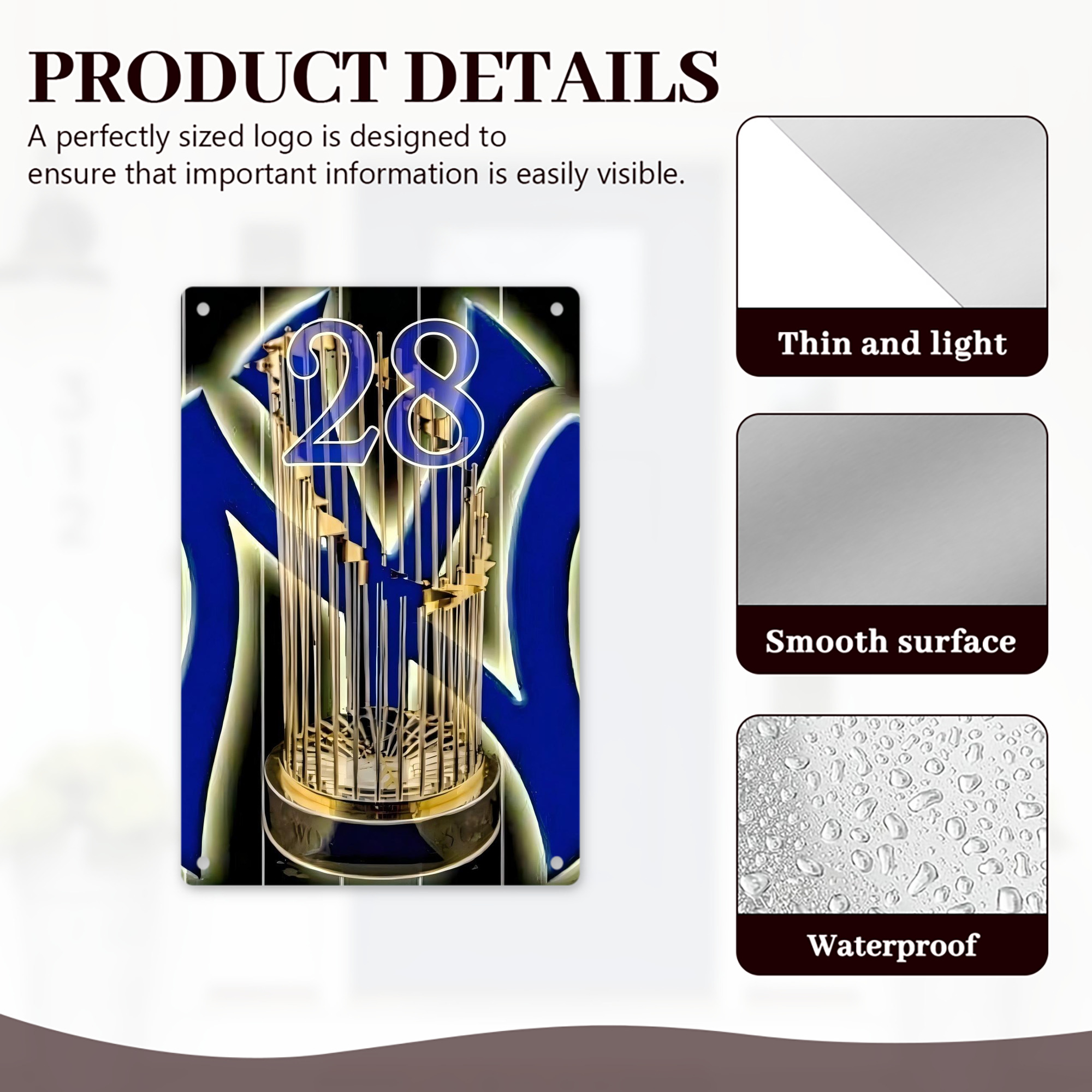 New York Yankees 212 8x12inch Vertical Aluminum Sign - Durable Fade-Resistant Indoor/Outdoor Safety & Information Plaque For Office, Hotel, Restaurant, Bar, Public Spaces